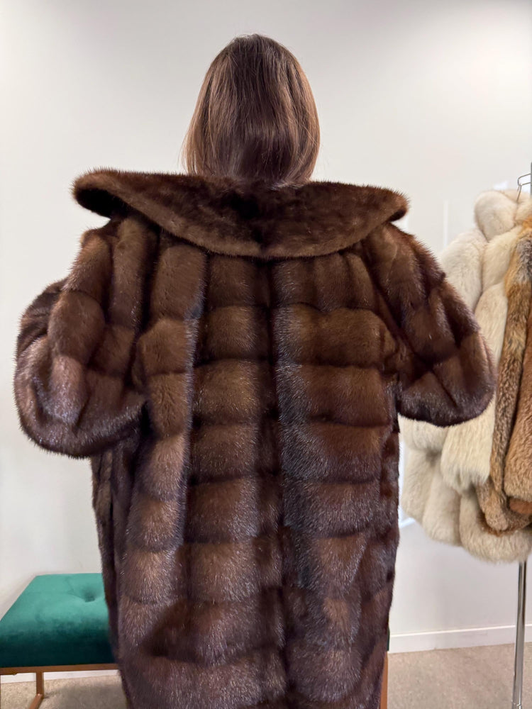 Soft Mink Fur Coat, Vintage Dark Brown Coat, Large Size, Real Mink, Women's Luxury Fur Coat, Vintage Fur Coat, Real Mink Coat