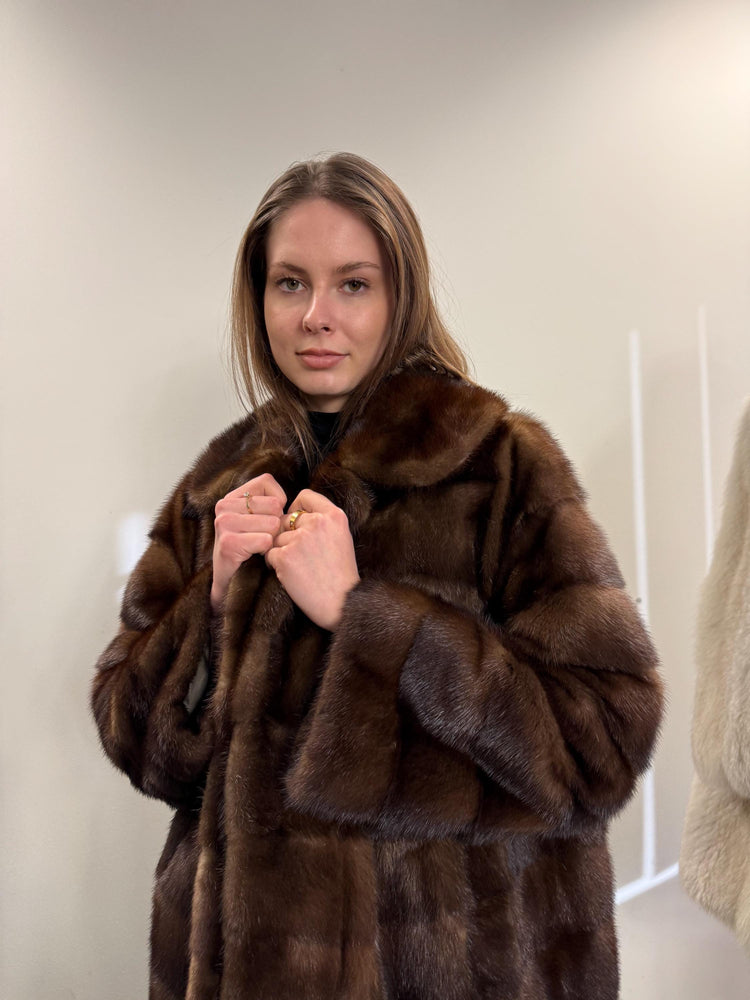 Soft Mink Fur Coat, Vintage Dark Brown Coat, Large Size, Real Mink, Women's Luxury Fur Coat, Vintage Fur Coat, Real Mink Coat