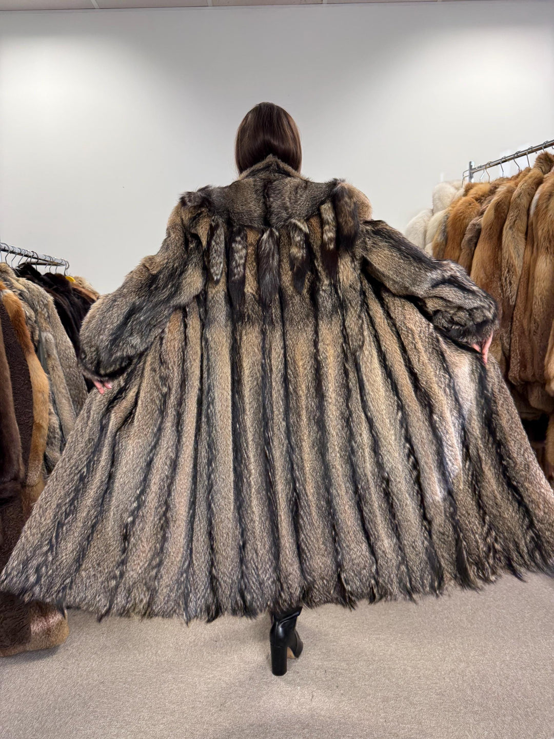 Full-Length Coyote Fur Coat, Large Size, Women's Fur Coat, Real Coyote Fur Coat, Coyote Coat Women, Vintage Fur Coat, Real Coyote Coat, Fur