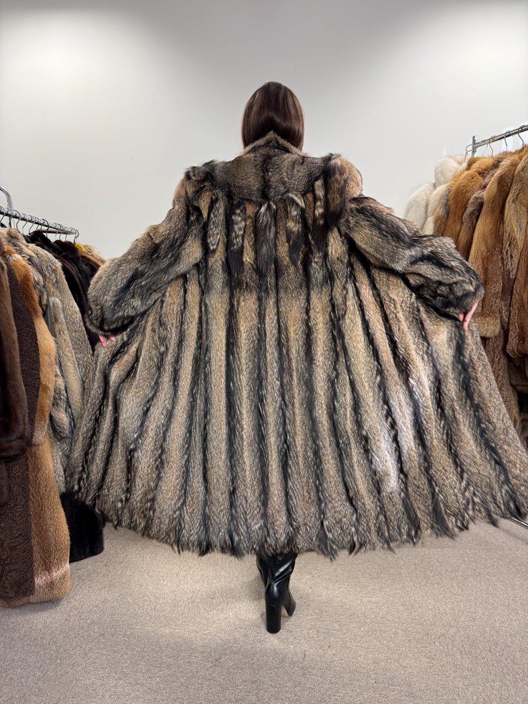 Full-Length Coyote Fur Coat, Large Size, Women's Fur Coat, Real Coyote Fur Coat, Coyote Coat Women, Vintage Fur Coat, Real Coyote Coat, Fur