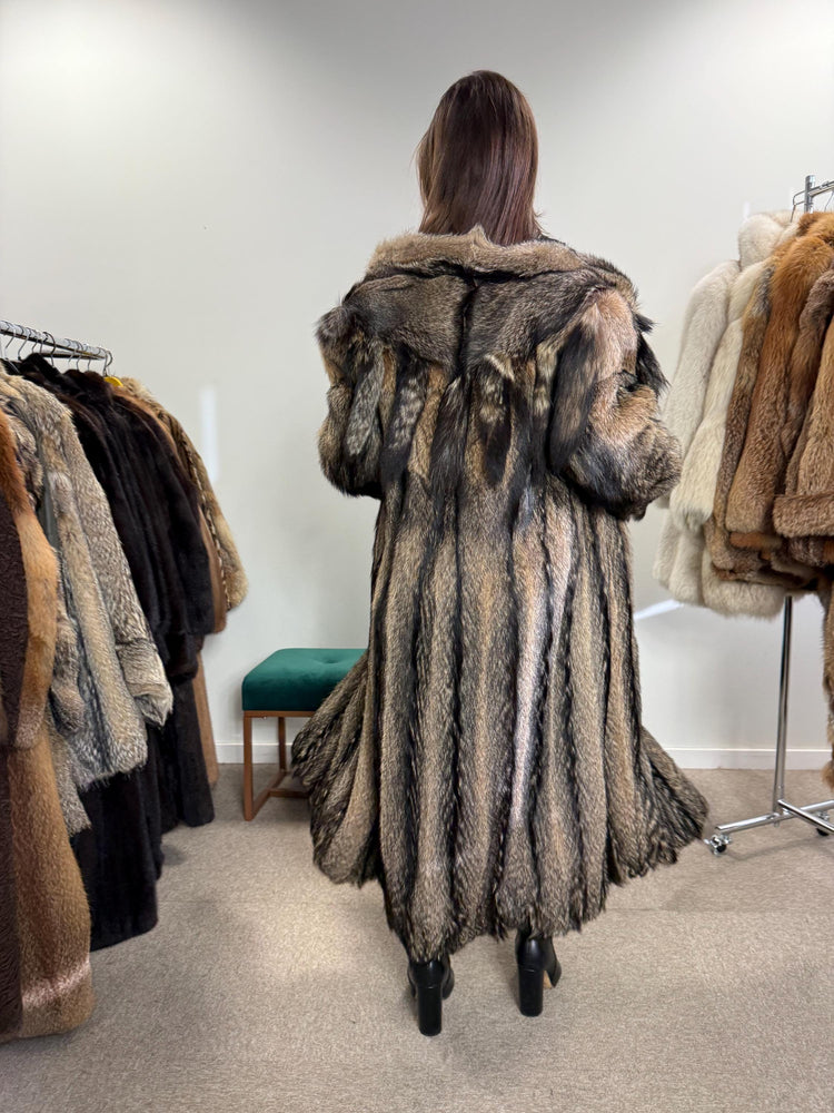 Full-Length Coyote Fur Coat, Large Size, Women's Fur Coat, Real Coyote Fur Coat, Coyote Coat Women, Vintage Fur Coat, Real Coyote Coat, Fur