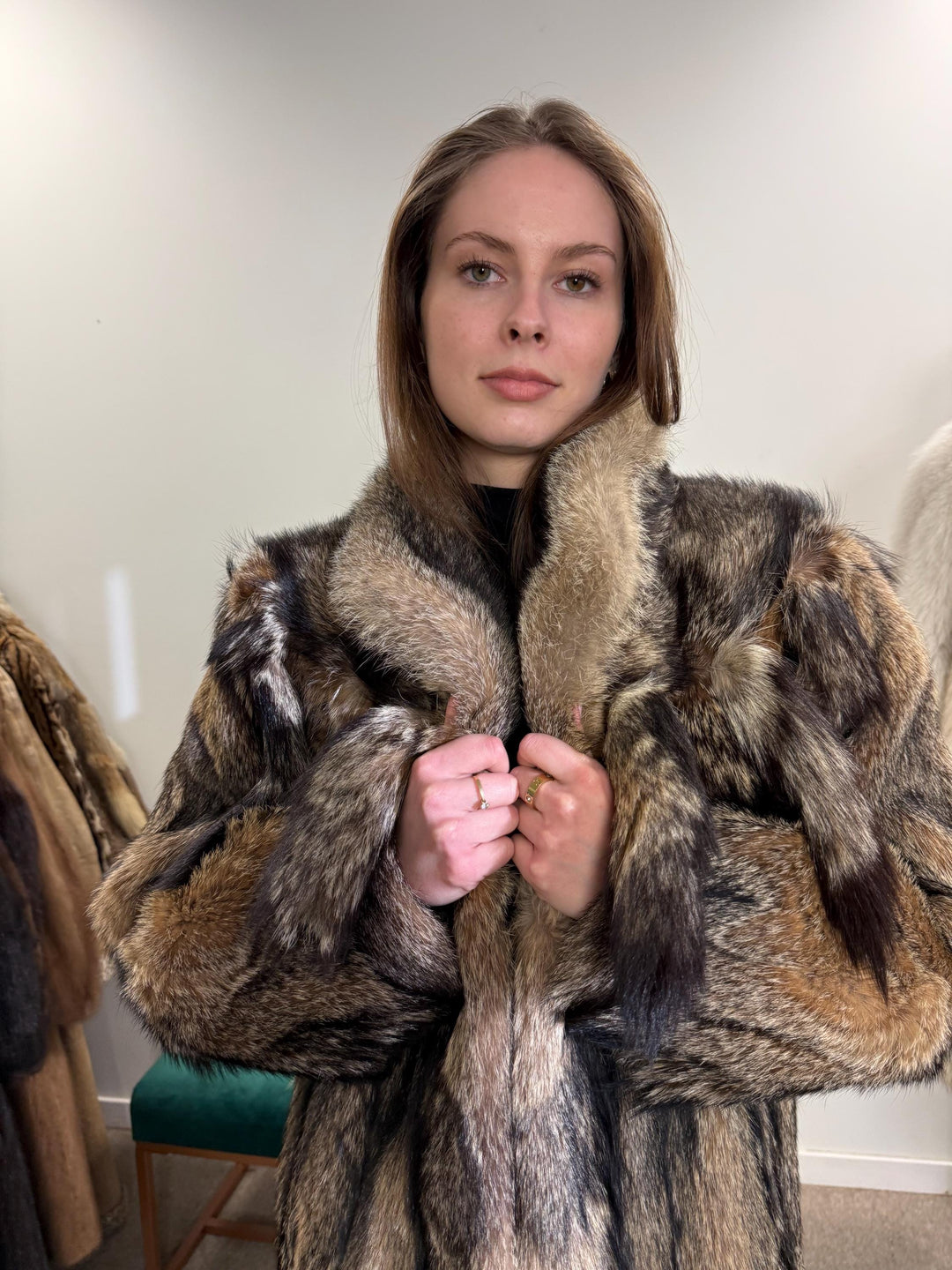 Full-Length Coyote Fur Coat, Large Size, Women's Fur Coat, Real Coyote Fur Coat, Coyote Coat Women, Vintage Fur Coat, Real Coyote Coat, Fur