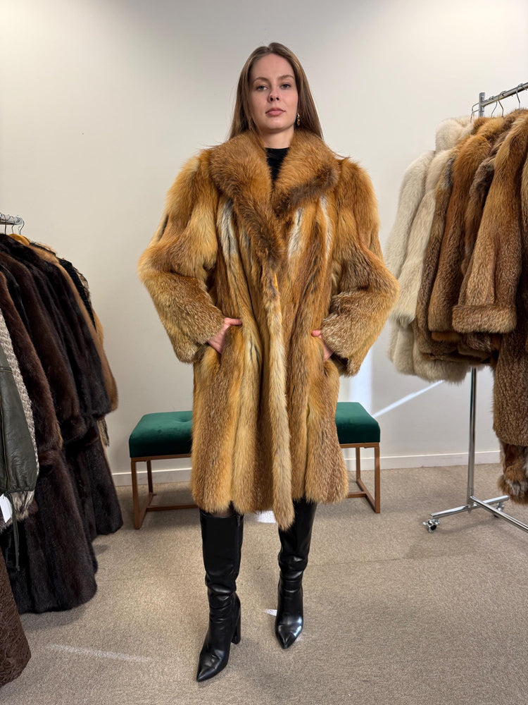 Red Fox Fur Coat, Women's Vintage Coat, XL Size, Fur Coat, Soft Fox Coat, Red Fox, Real Fur, Fur Coats Women, Real Fox Coat, Fox Fur Real