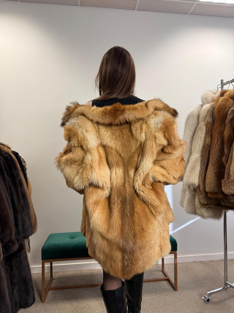 Golden Coyote Fur Coat, Large Size, Women's Fur Coat, Real Coyote Fur Coat, Coyote Coat Women, Vintage Fur Coat, Coyote Fur Coat, Real Fur