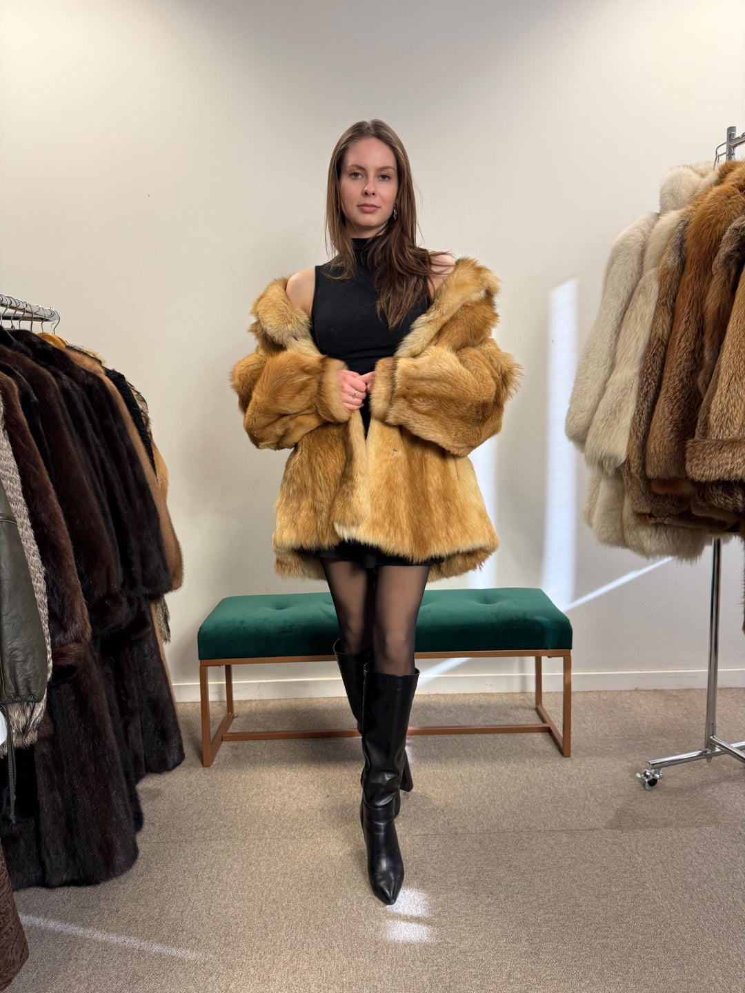 Golden Coyote Fur Coat, Large Size, Women's Fur Coat, Real Coyote Fur Coat, Coyote Coat Women, Vintage Fur Coat, Coyote Fur Coat, Real Fur