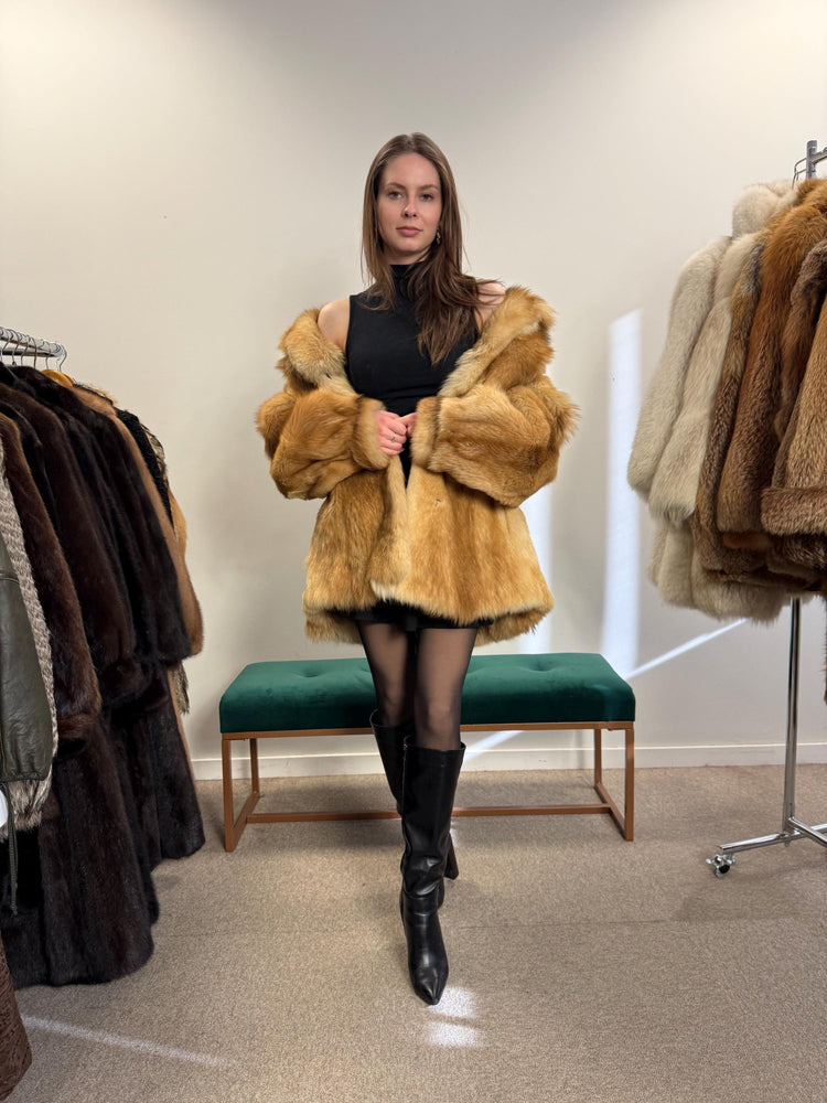 Golden Coyote Fur Coat, Large Size, Women's Fur Coat, Real Coyote Fur Coat, Coyote Coat Women, Vintage Fur Coat, Coyote Fur Coat, Real Fur