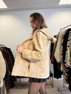 Double Sided Astrakhan Jacket, Small Size, Golden Fur Jacket, Real Fur Jacket, Vintage Fur Coat, Astrakhan Leather Jacket, Hooded Coat
