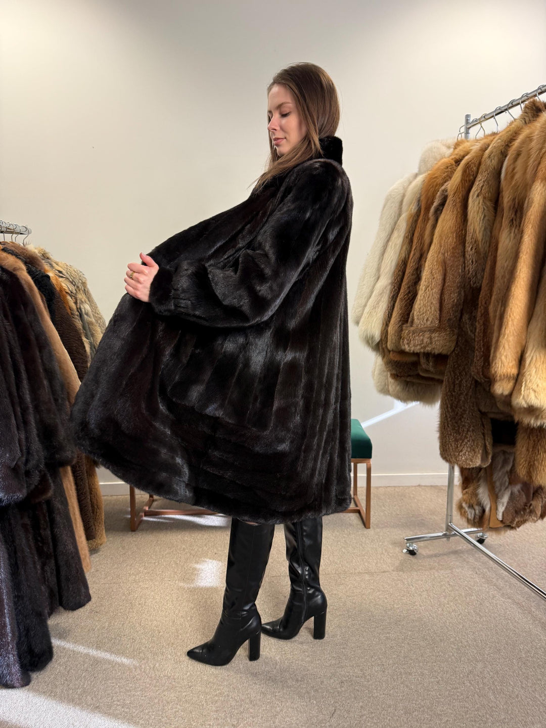 Black Mink Fur Coat, XL Size, Mink Coat, Real Fur Coat, Fur Coats, Mink Coat, Black Mink, Black Mink Coat, Womens Fur Coat, Luxury Mink Coat