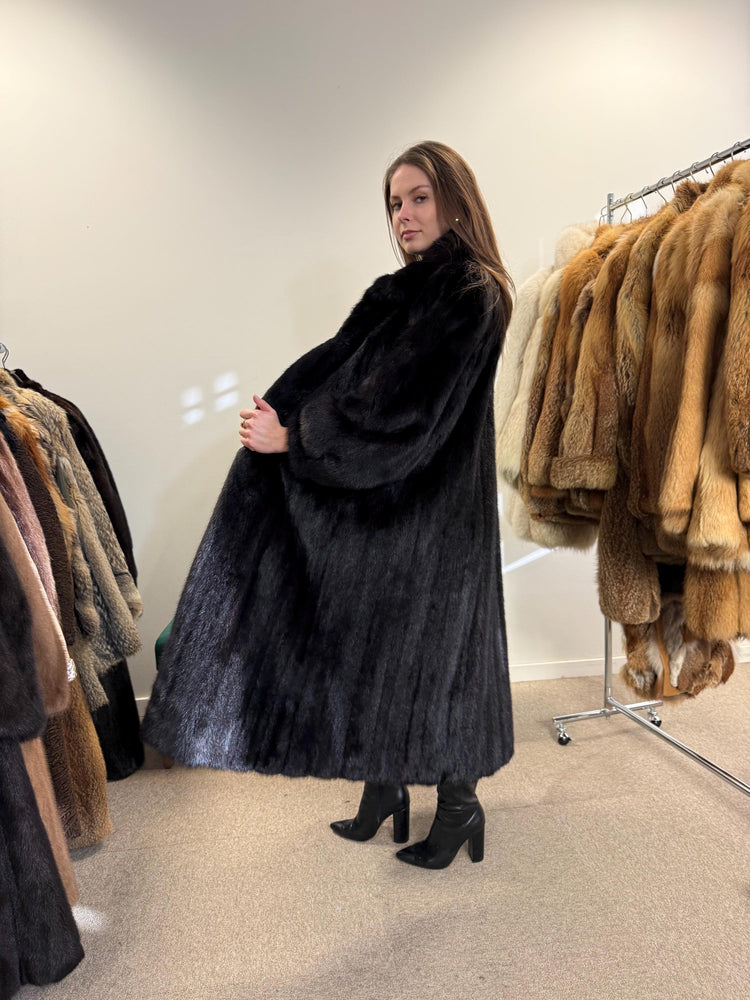 Luxury Black Mink Coat, Full Length Mink Coat, XXL Size, Black Mink Coat, Soft Mink Coat, Black Mink, Black Fur Coat, Long Fur Coat