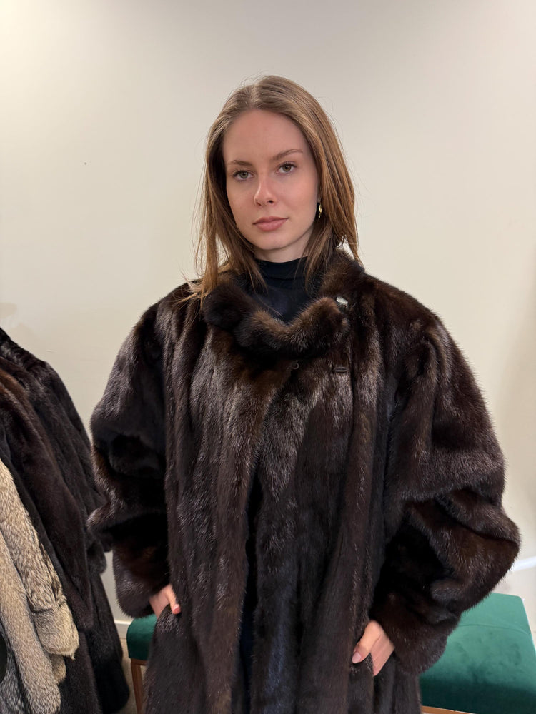 Oversized Dark Brown Mink Coat, 4XL Size, Special Design, Vintage Luxurious Style, Premium Quality Fur, Real Mink Fur, Soft & Thick Fur Coat
