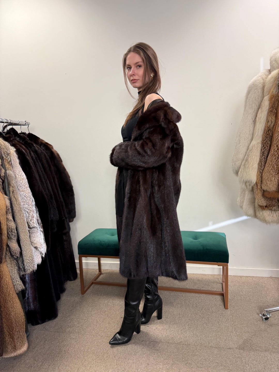 Brown Mink Coat, Medium Size, Women's Fur Coat, Vintage Fur Coat, Real Fur Coat, Mink Coat, Thick Mink Fur, Long Mink Coat, Fur Coat Mink