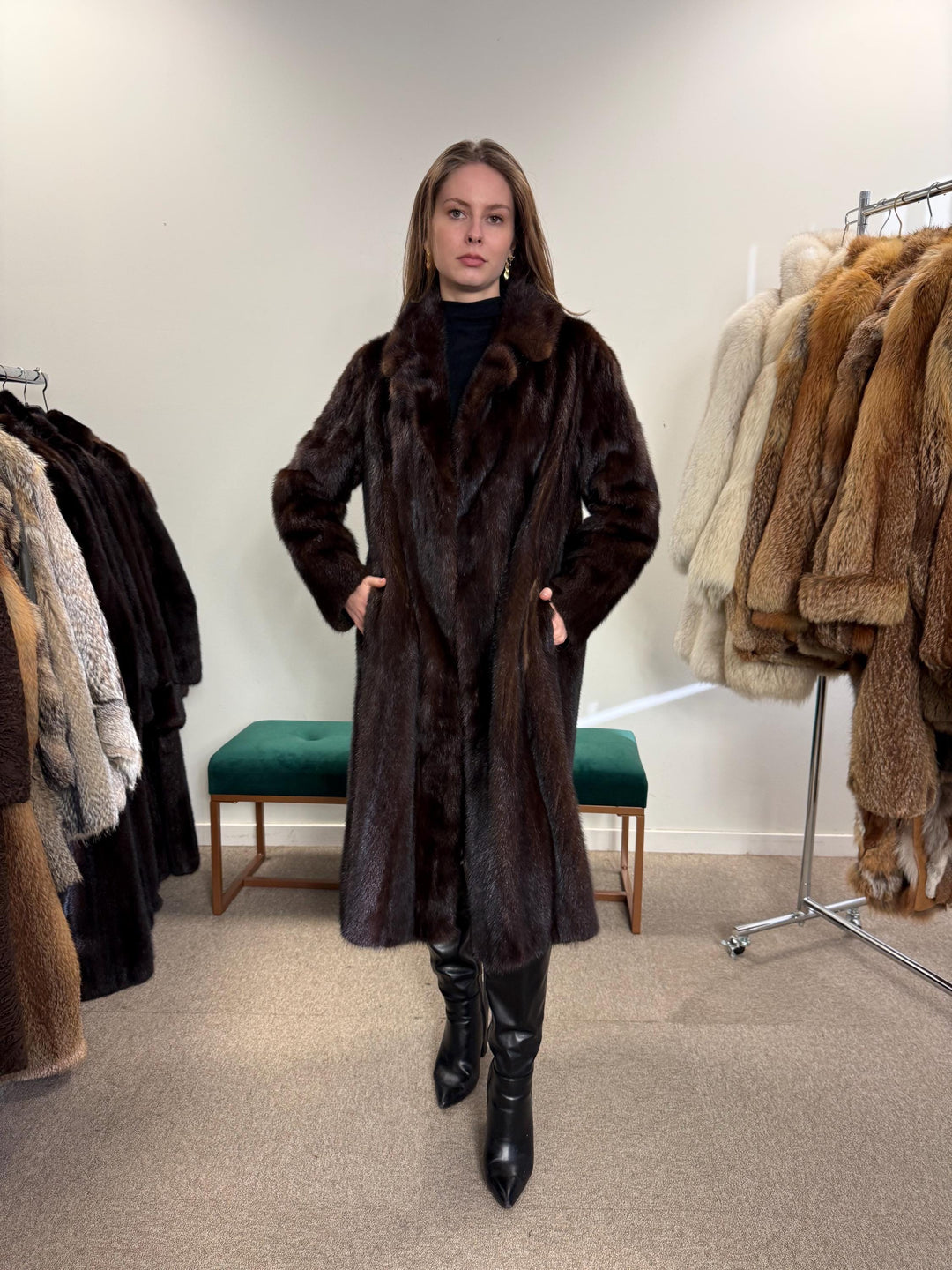 Brown Mink Coat, Medium Size, Women's Fur Coat, Vintage Fur Coat, Real Fur Coat, Mink Coat, Thick Mink Fur, Long Mink Coat, Fur Coat Mink