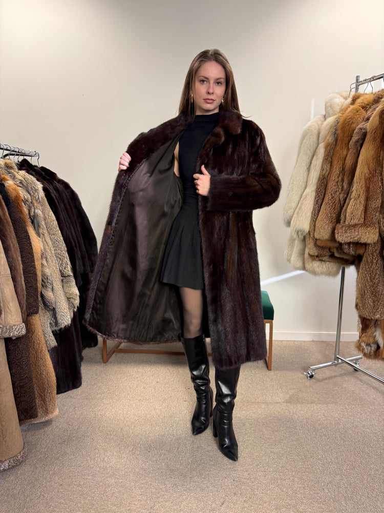 Brown Mink Coat, Medium Size, Women's Fur Coat, Vintage Fur Coat, Real Fur Coat, Mink Coat, Thick Mink Fur, Long Mink Coat, Fur Coat Mink