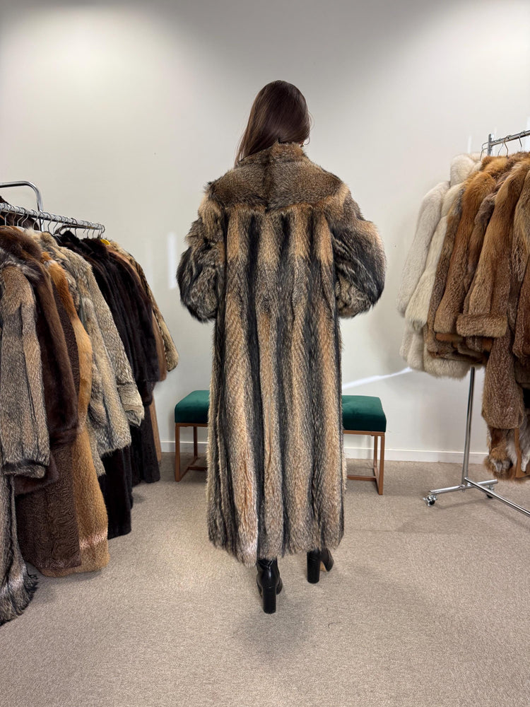 Full-Length Coyote Fur Coat, small Size, Women's Fur Coat, Real Coyote Fur Coat, Coyote Coat Women, Vintage Fur Coat, Real Coyote Coat, Fur