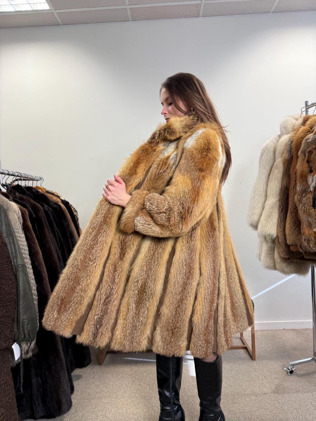 Vintage Red Fox Fur Jacket, Luxuriously Soft, Warm, Large Size