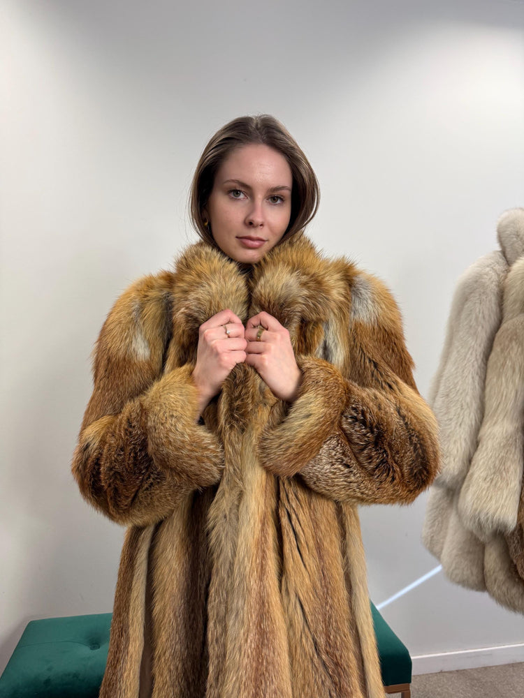 Vintage Red Fox Fur Jacket, Luxuriously Soft, Warm, Large Size