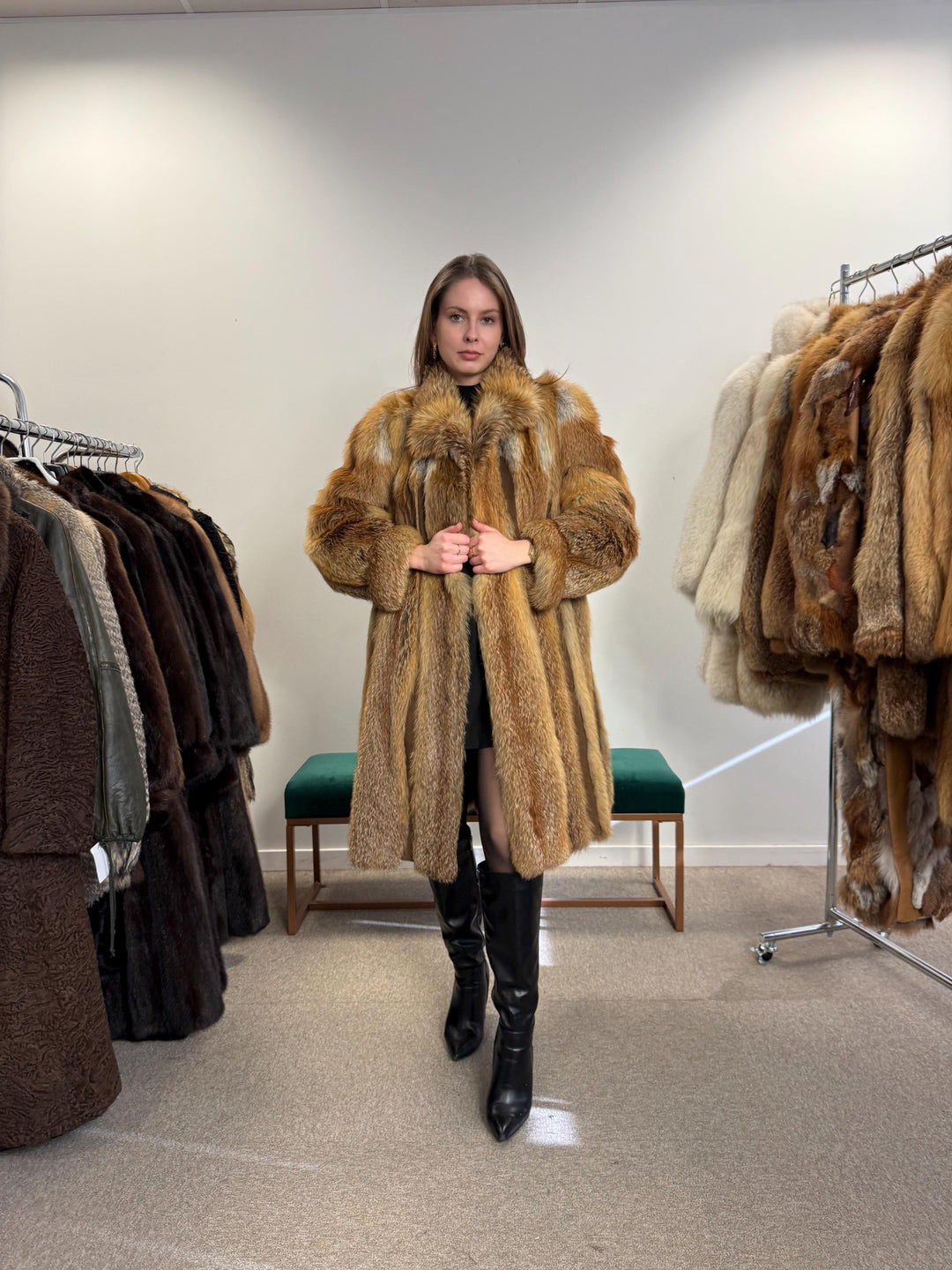 Vintage Red Fox Fur Jacket, Luxuriously Soft, Warm, Large Size