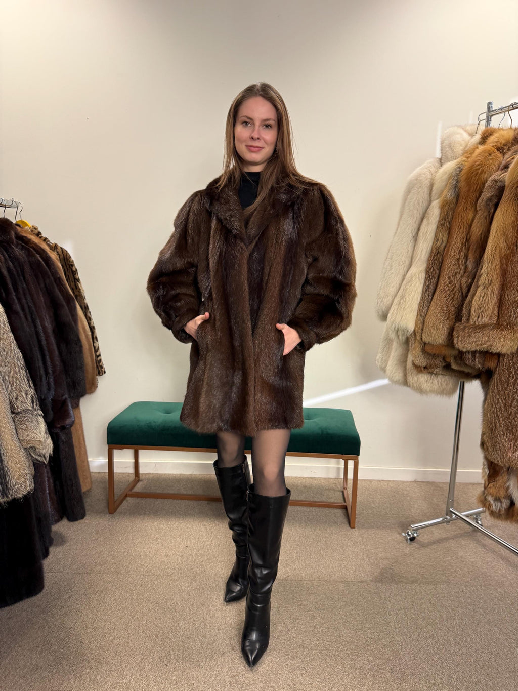 Brown Beaver Fur Coat, Large Size, Beaver Coat, Real Fur, Women's Fur Coat, Vintage Fur Coat, Brown Fur Coat, Fur Coat Women, Large Fur Coat