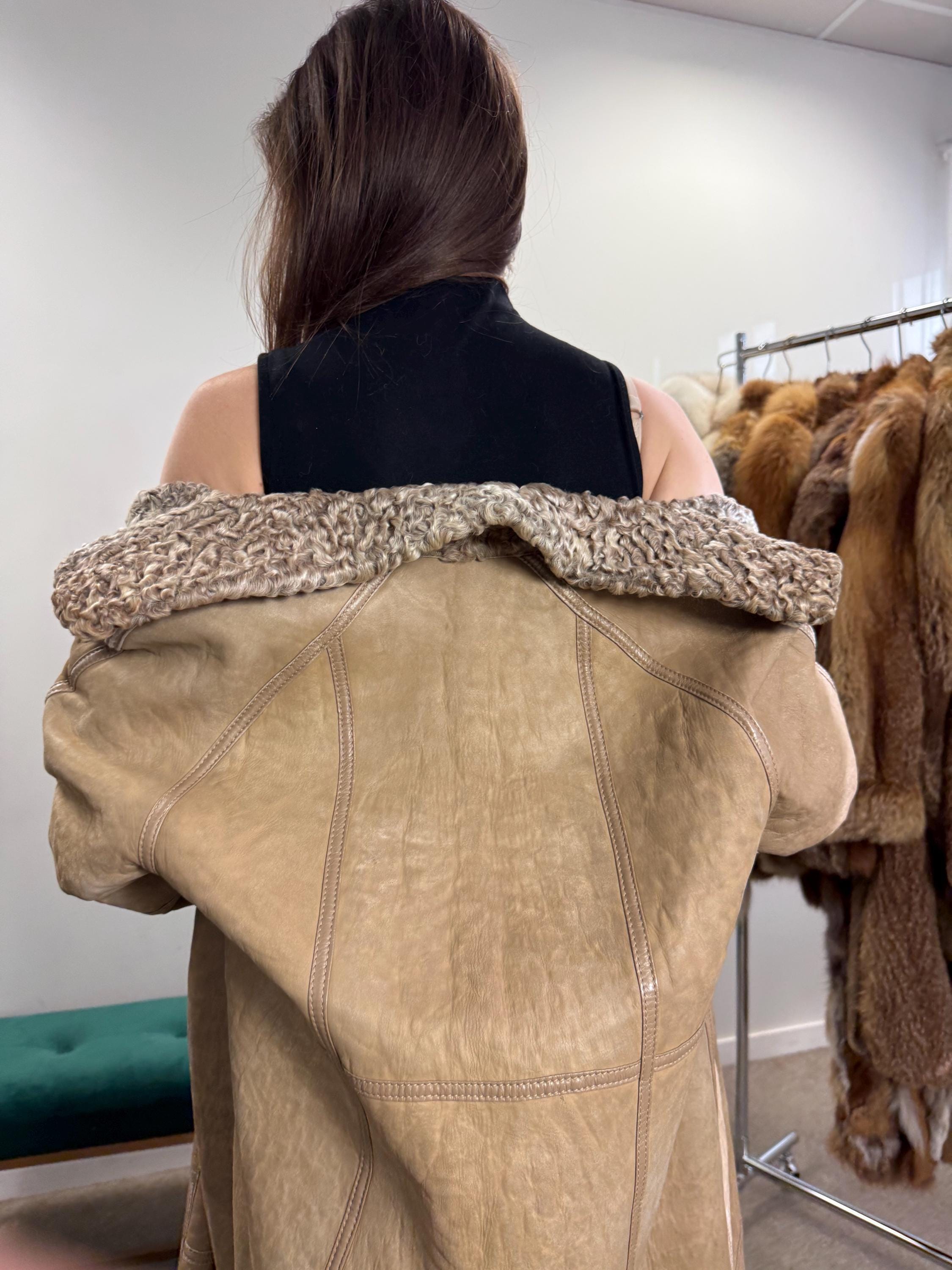 Double Sided Astrakhan Fur Coat, M Size, Long Fur Coat, Astrakhan Fur Coat, Women's Fur Coat, Vintage Fur Coat, Real Fur Coat, Thick Fur