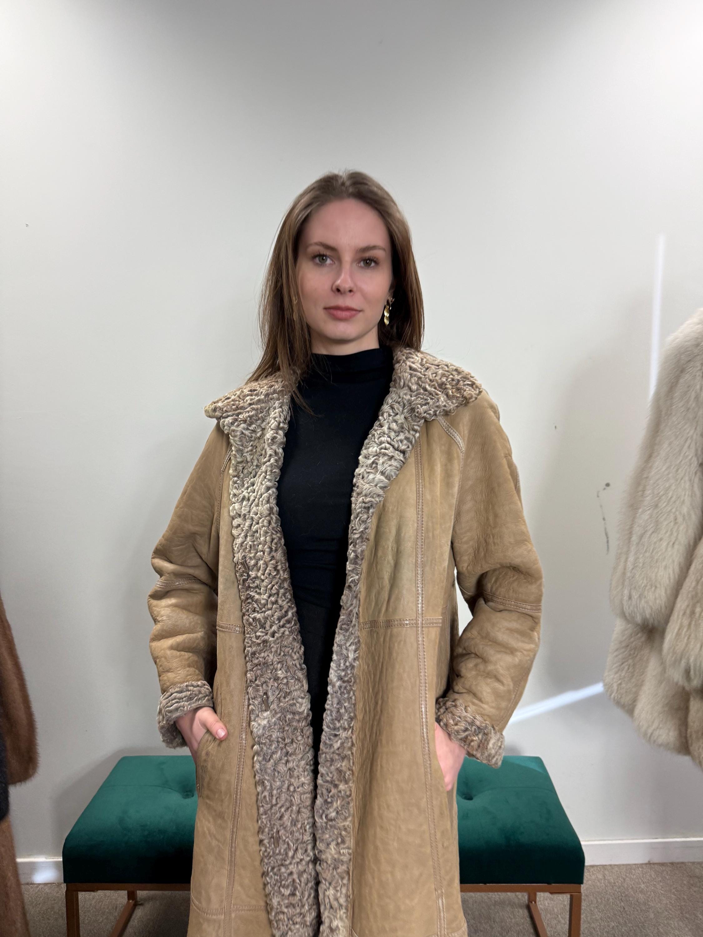 Double Sided Astrakhan Fur Coat, M Size, Long Fur Coat, Astrakhan Fur Coat, Women's Fur Coat, Vintage Fur Coat, Real Fur Coat, Thick Fur