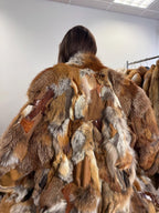 Cozy Red Fox Fur Coat With Leather, Small Size Red Fox Fur Coat, fox fur coat, red fox fur coat, vintage fur coat, real fox fur, red fox fur