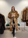 Cozy Red Fox Fur Coat With Leather, Small Size Red Fox Fur Coat, fox fur coat, red fox fur coat, vintage fur coat, real fox fur, red fox fur