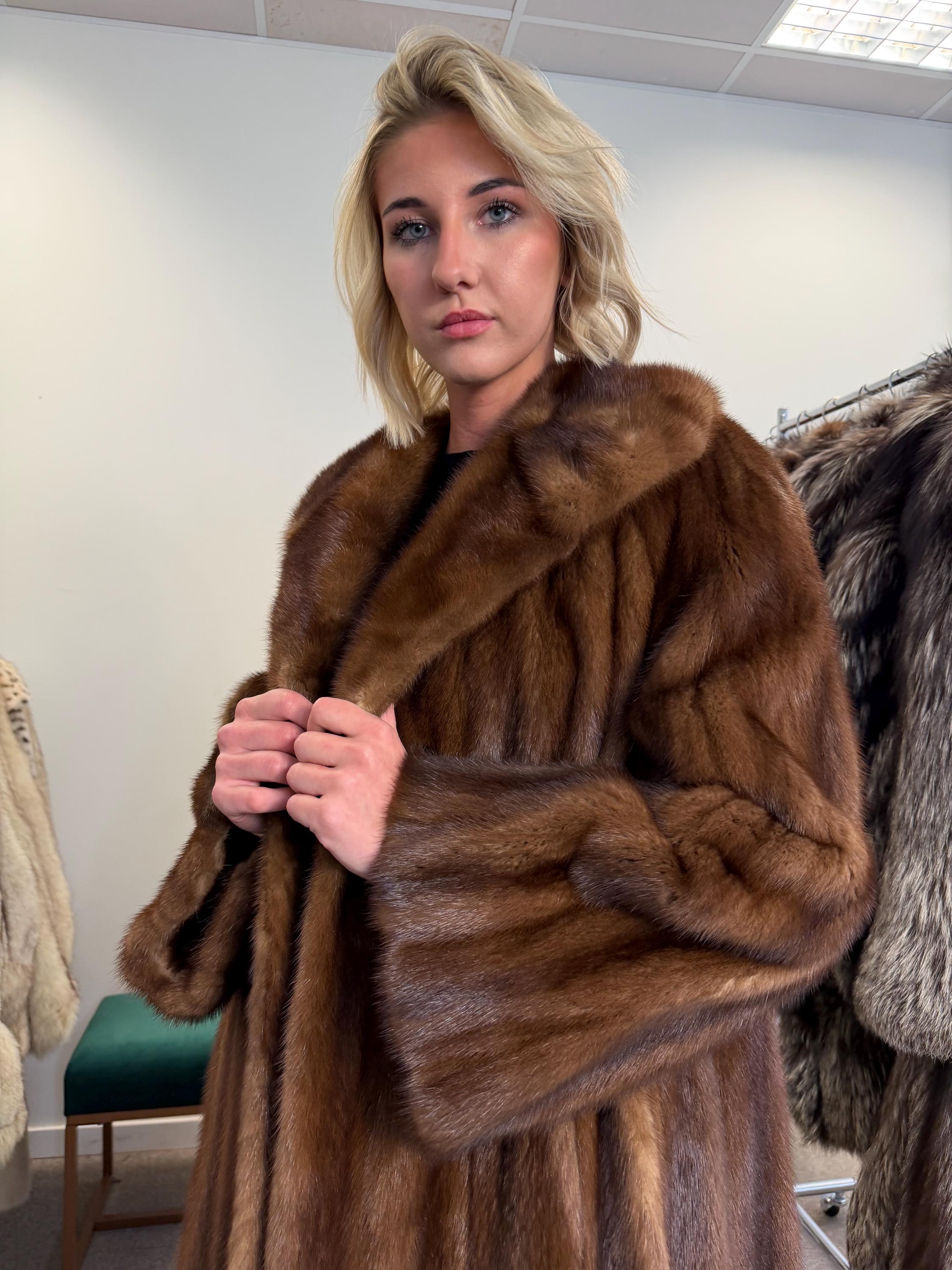 Brown Mink Coat - Huge Luxury, Rare Vintage Style with Fur Belt, Premium Quality Fur, Real Mink Fur Coat, Manteau de Fourrure, Women's Coat