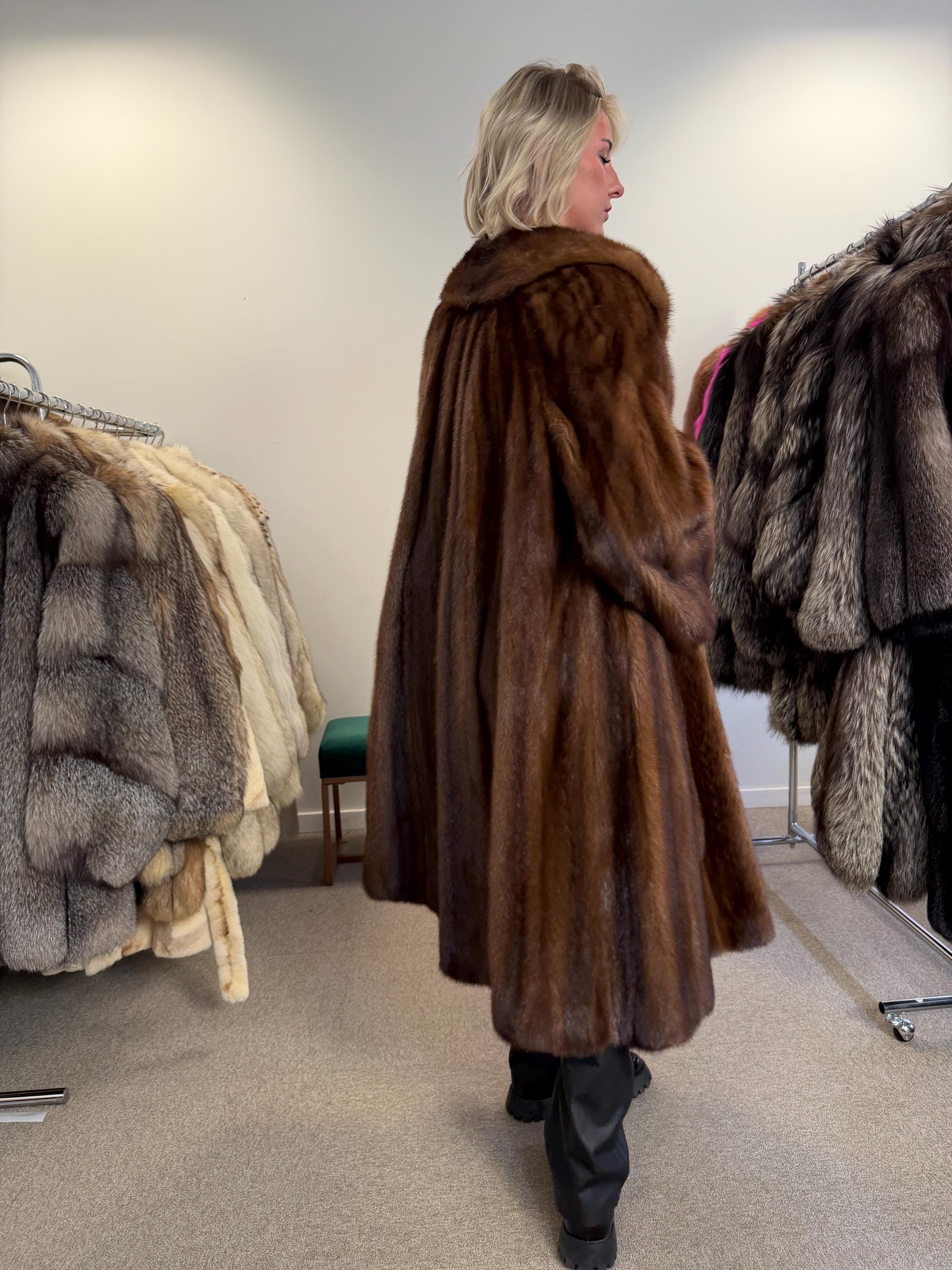 Brown Mink Coat - Huge Luxury, Rare Vintage Style with Fur Belt, Premium Quality Fur, Real Mink Fur Coat, Manteau de Fourrure, Women's Coat