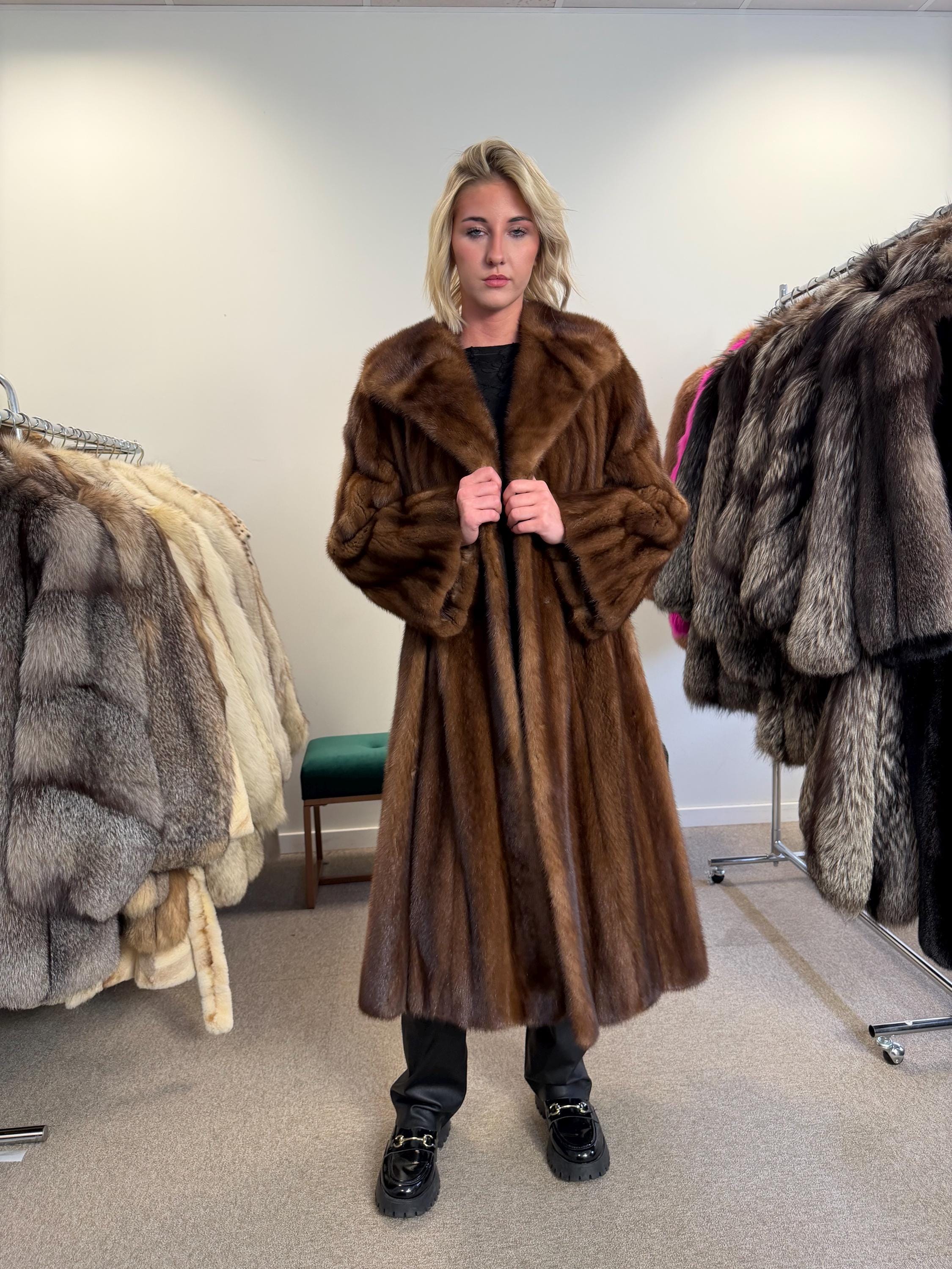 Brown Mink Coat - Huge Luxury, Rare Vintage Style with Fur Belt, Premium Quality Fur, Real Mink Fur Coat, Manteau de Fourrure, Women's Coat