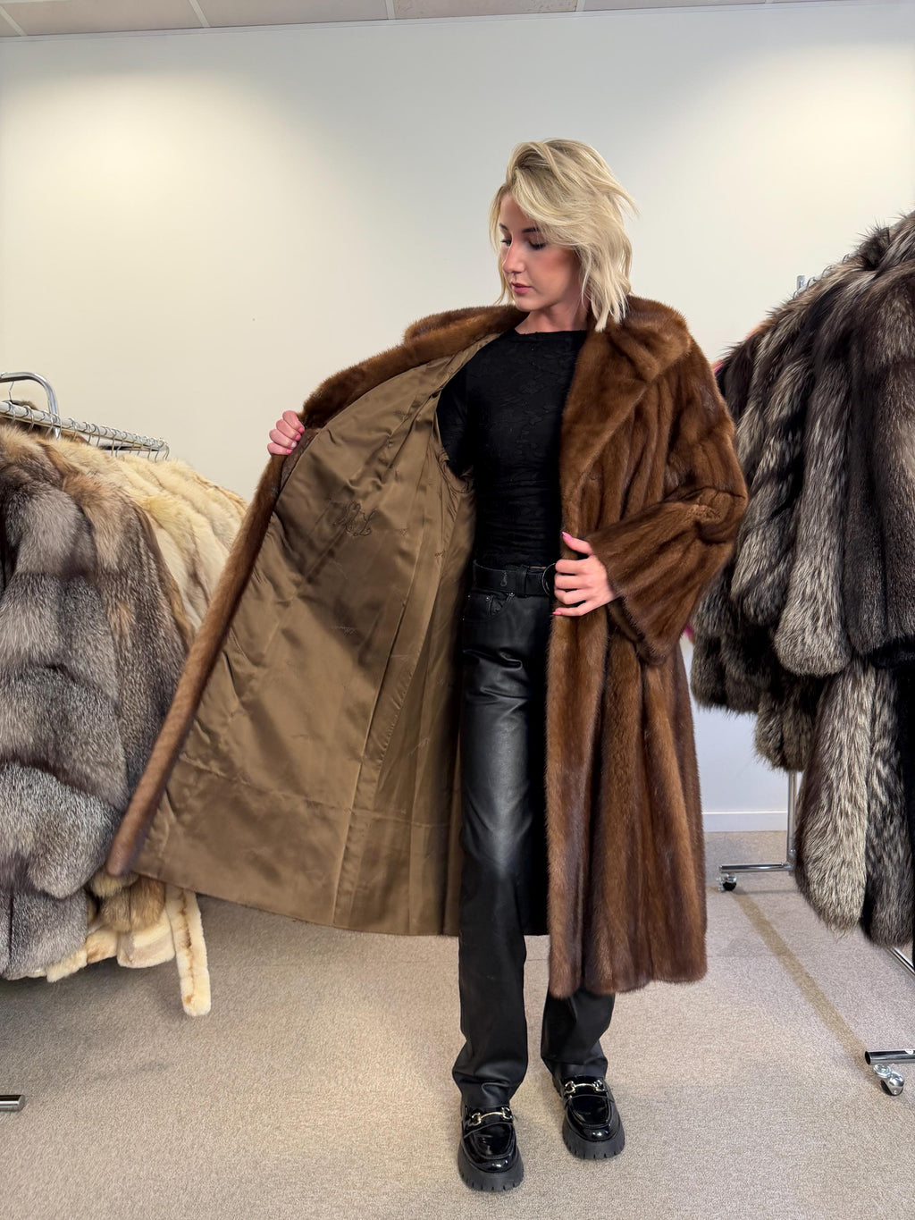 Brown Mink Coat - Huge Luxury, Rare Vintage Style with Fur Belt, Premium Quality Fur, Real Mink Fur Coat, Manteau de Fourrure, Women's Coat