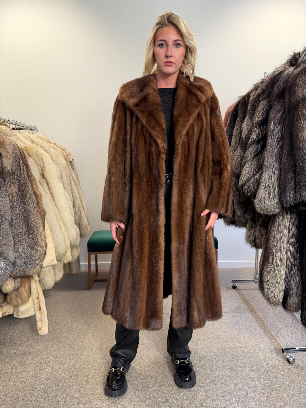Brown Mink Coat - Huge Luxury, Rare Vintage Style with Fur Belt, Premium Quality Fur, Real Mink Fur Coat, Manteau de Fourrure, Women's Coat