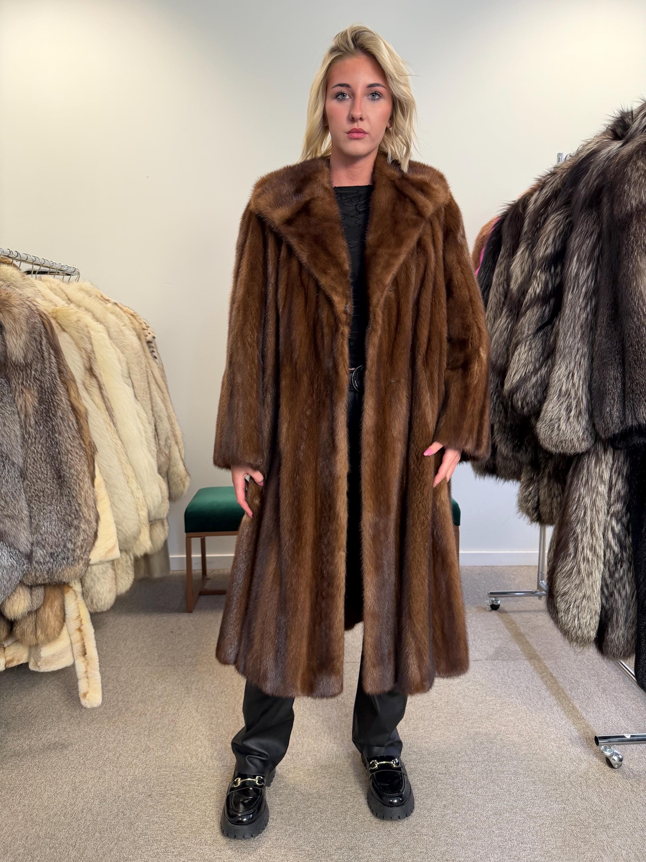 Brown Mink Coat - Huge Luxury, Rare Vintage Style with Fur Belt, Premium Quality Fur, Real Mink Fur Coat, Manteau de Fourrure, Women's Coat