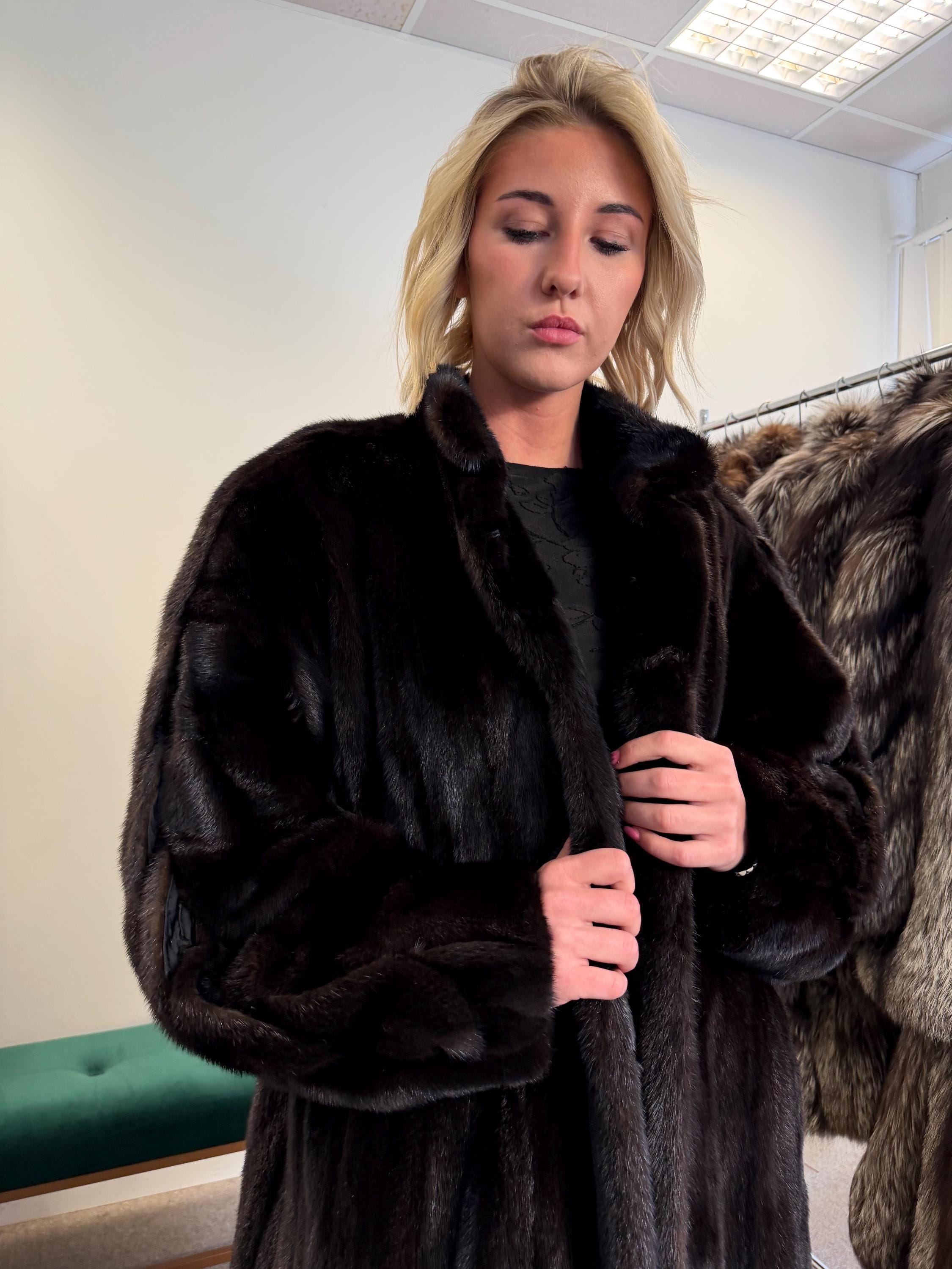 Dark Brown Mink Fur Coat, XXL Size, Mink Coat, Real Fur Coat, Fur Coats, Mink Fur Coat, Brown Mink, Long Coat, Swinger Fur Coat, USA coat