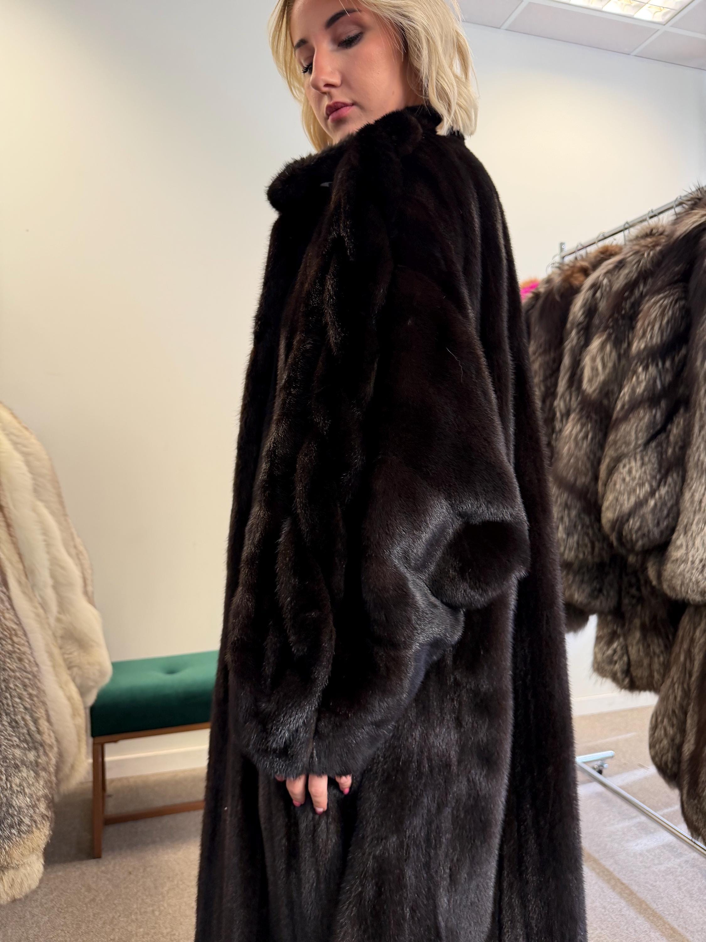 Dark Brown Mink Fur Coat, XXL Size, Mink Coat, Real Fur Coat, Fur Coats, Mink Fur Coat, Brown Mink, Long Coat, Swinger Fur Coat, USA coat