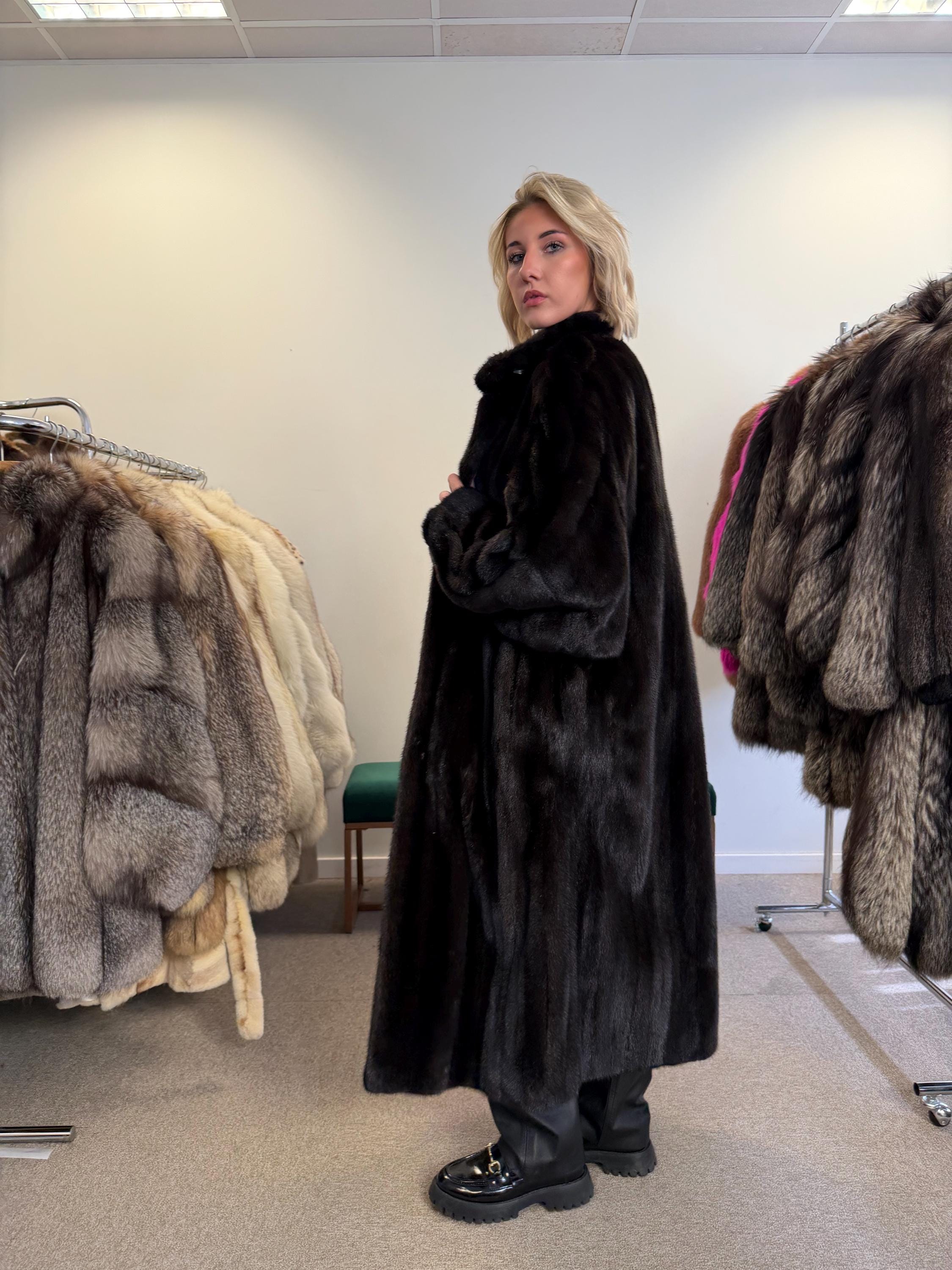 Dark Brown Mink Fur Coat, XXL Size, Mink Coat, Real Fur Coat, Fur Coats, Mink Fur Coat, Brown Mink, Long Coat, Swinger Fur Coat, USA coat