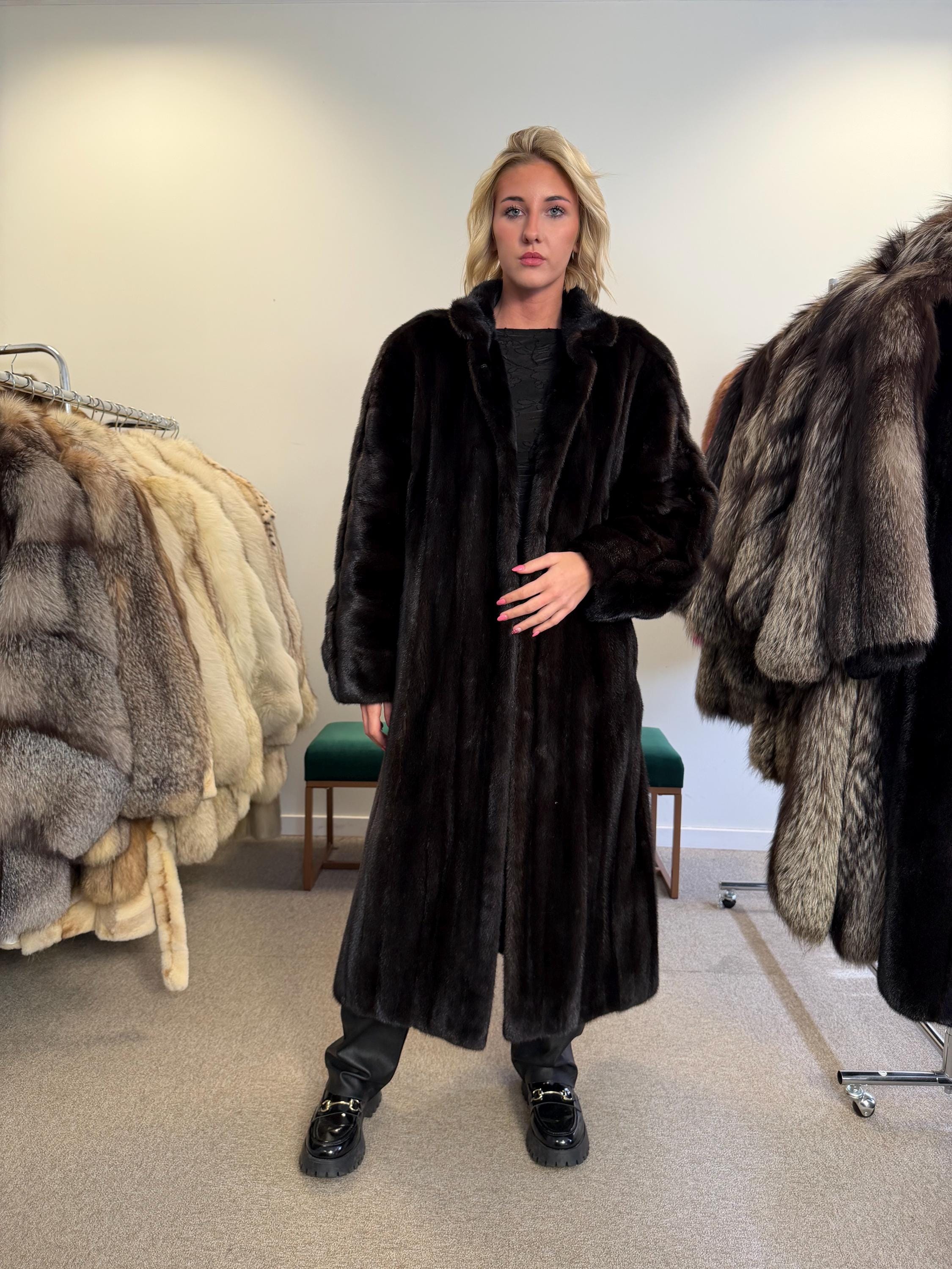 Dark Brown Mink Fur Coat, XXL Size, Mink Coat, Real Fur Coat, Fur Coats, Mink Fur Coat, Brown Mink, Long Coat, Swinger Fur Coat, USA coat