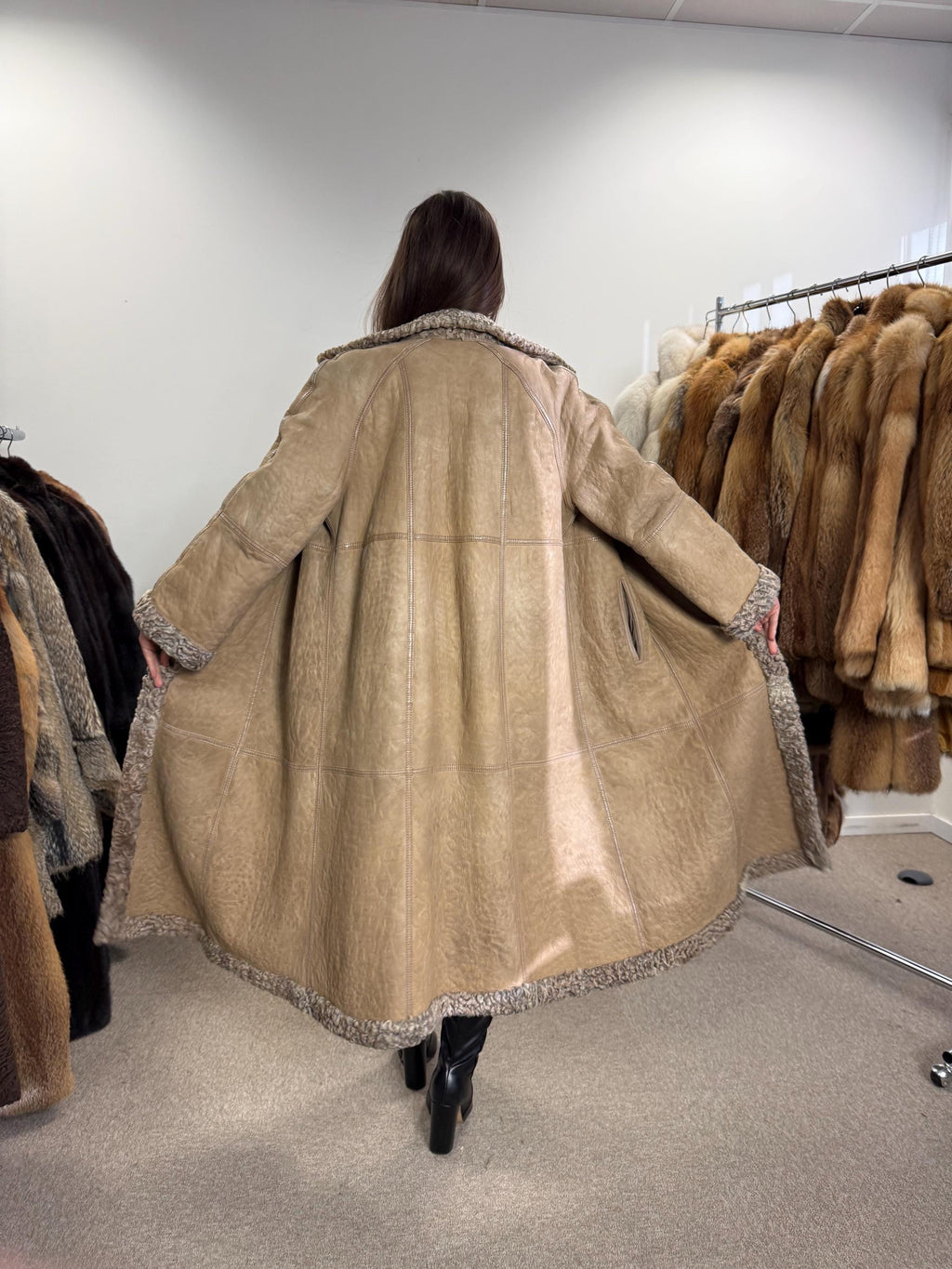 Double Sided Astrakhan Fur Coat, M Size, Long Fur Coat, Astrakhan Fur Coat, Women's Fur Coat, Vintage Fur Coat, Real Fur Coat, Thick Fur