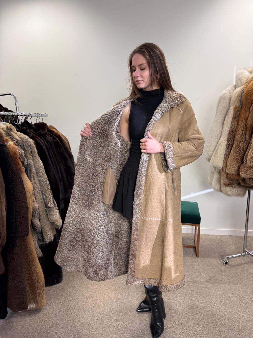Double Sided Astrakhan Fur Coat, M Size, Long Fur Coat, Astrakhan Fur Coat, Women's Fur Coat, Vintage Fur Coat, Real Fur Coat, Thick Fur