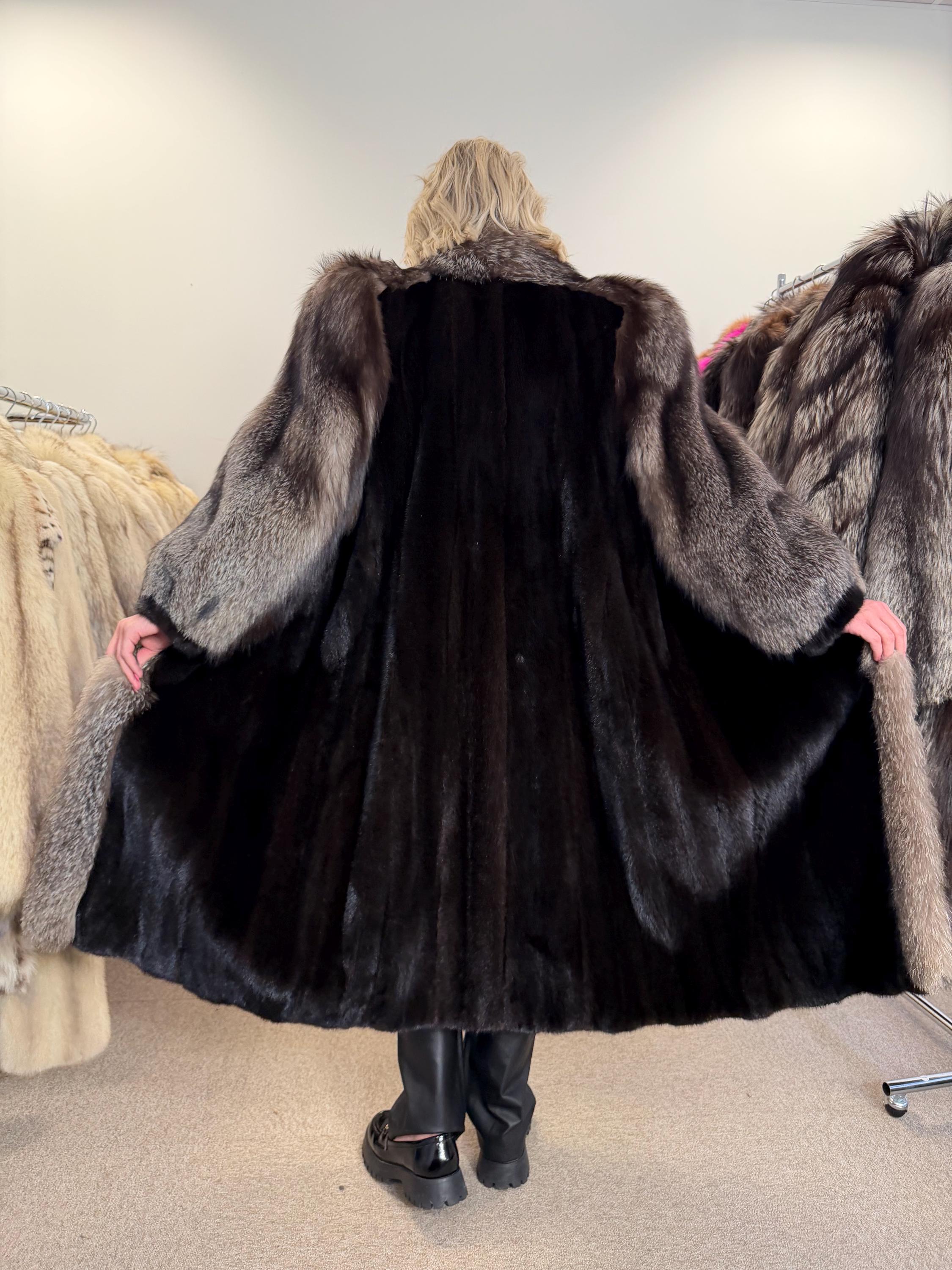 Black Mink Fur Coat, Large Size, Full Black Fur Coat, Excellent Real Black Mink Fur, Vintage Fur Coat, Rare Find Mink Coat, High Fur Quality