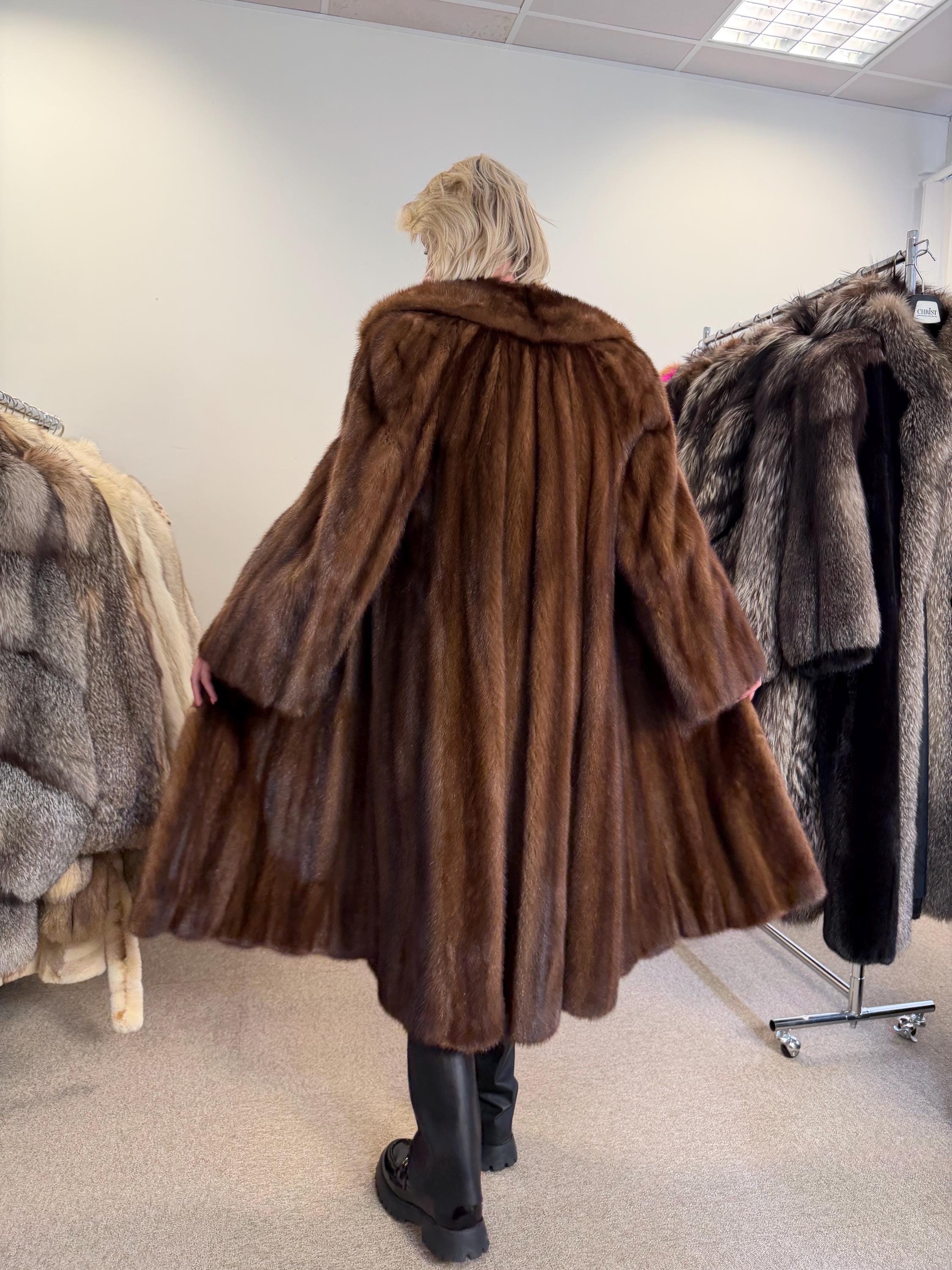 Brown Mink Coat - Huge Luxury, Rare Vintage Style with Fur Belt, Premium Quality Fur, Real Mink Fur Coat, Manteau de Fourrure, Women's Coat