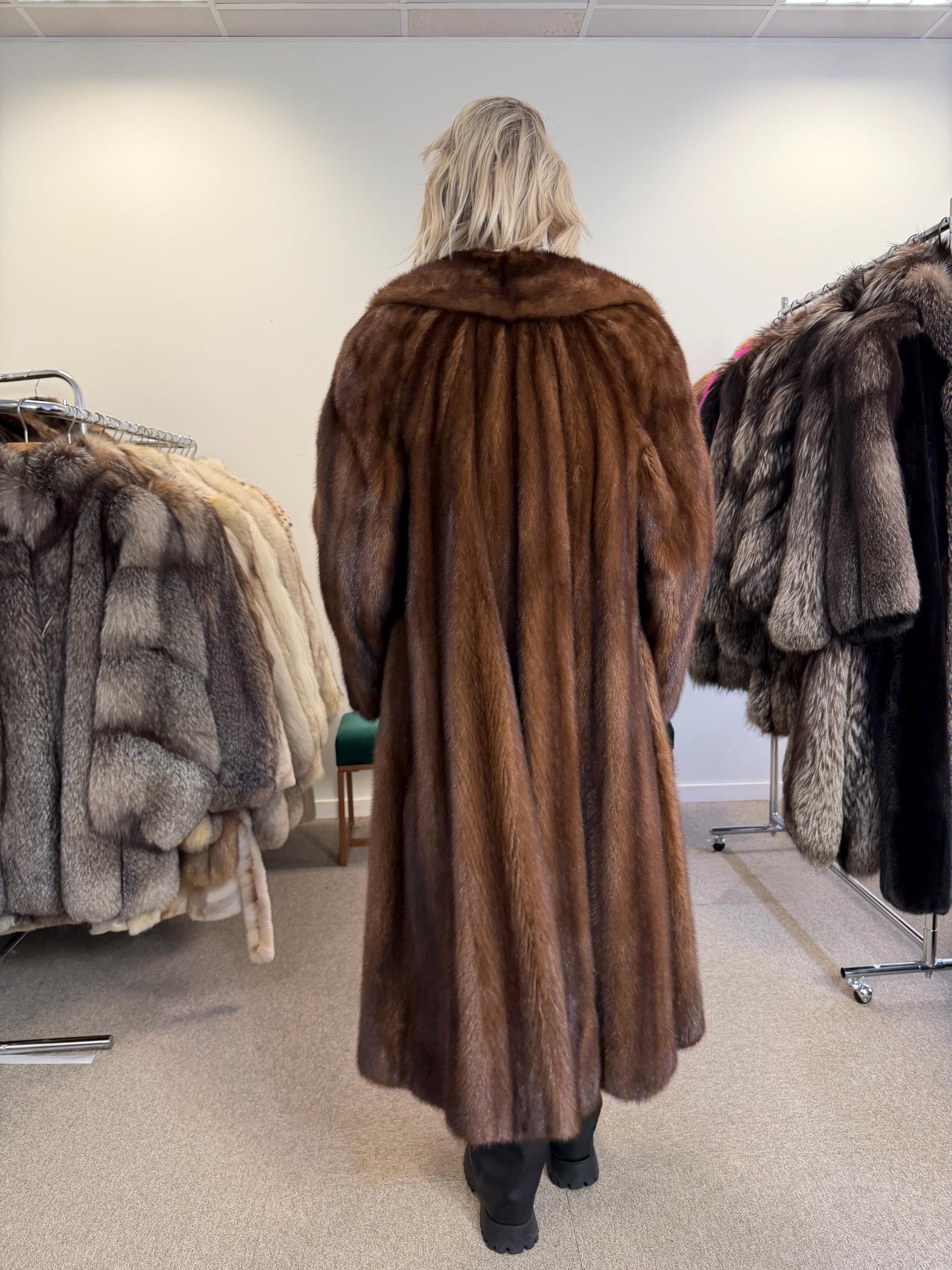 Brown Mink Coat - Huge Luxury, Rare Vintage Style with Fur Belt, Premium Quality Fur, Real Mink Fur Coat, Manteau de Fourrure, Women's Coat