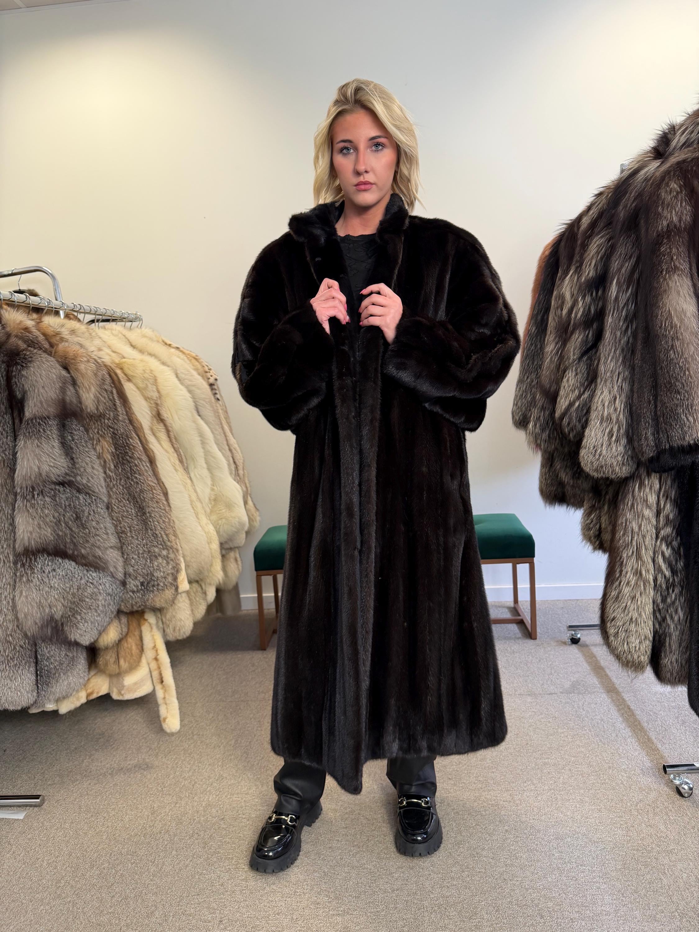 Dark Brown Mink Fur Coat, XXL Size, Mink Coat, Real Fur Coat, Fur Coats, Mink Fur Coat, Brown Mink, Long Coat, Swinger Fur Coat, USA coat