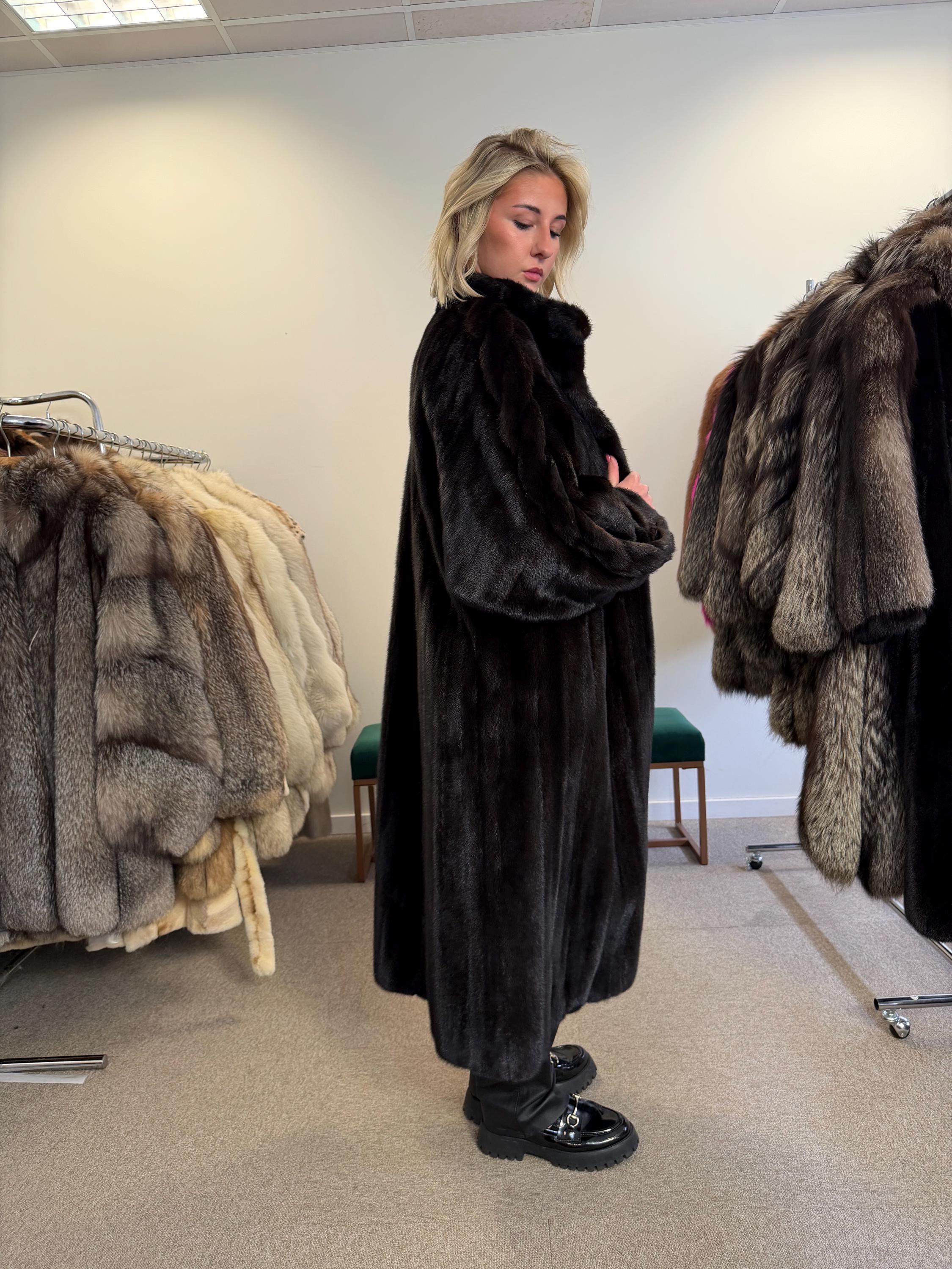 Dark Brown Mink Fur Coat, XXL Size, Mink Coat, Real Fur Coat, Fur Coats, Mink Fur Coat, Brown Mink, Long Coat, Swinger Fur Coat, USA coat