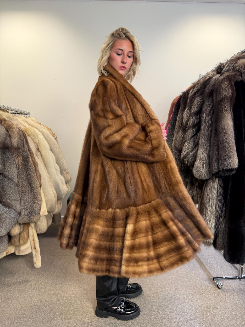 Long Mink Fur Coat, XL Size, Vintage Fur Coat, Pastel Mink Coat, Women's Fur Coat, Mink Fur, Real Fur Coat, Long Mink Coat, Full-Length Coat