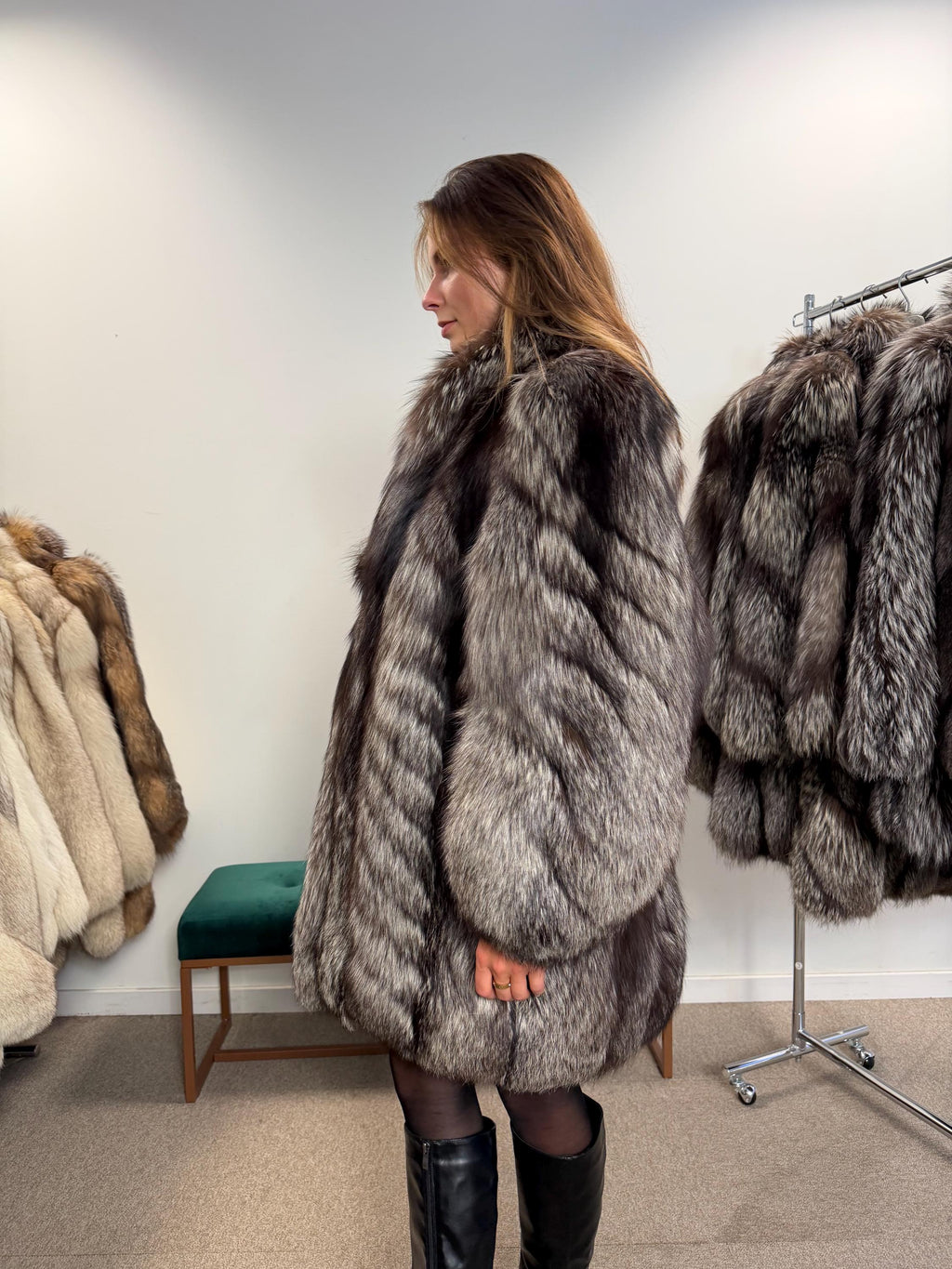 Silver Fox Fur Coat, Medium Size, Real Fur Coat, Vintage Fox Fur, Silver Fox Fur Coat, Women's Fur Coat, Real Fox, Nordic Fox, Elegant Coat