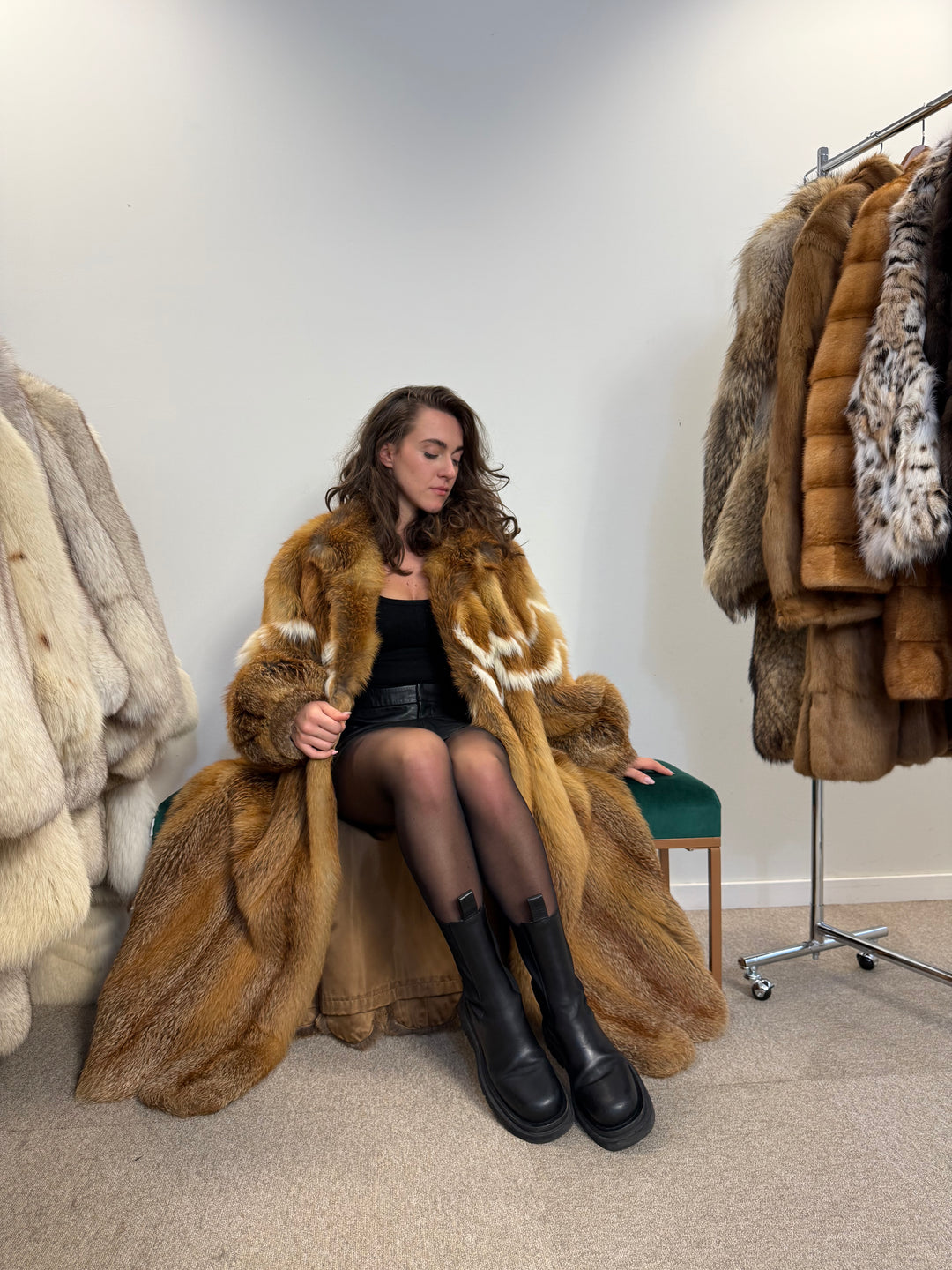 Luxury Red Fox Fur Coat – Genuine Fox Fur Oversized Women’s Coat