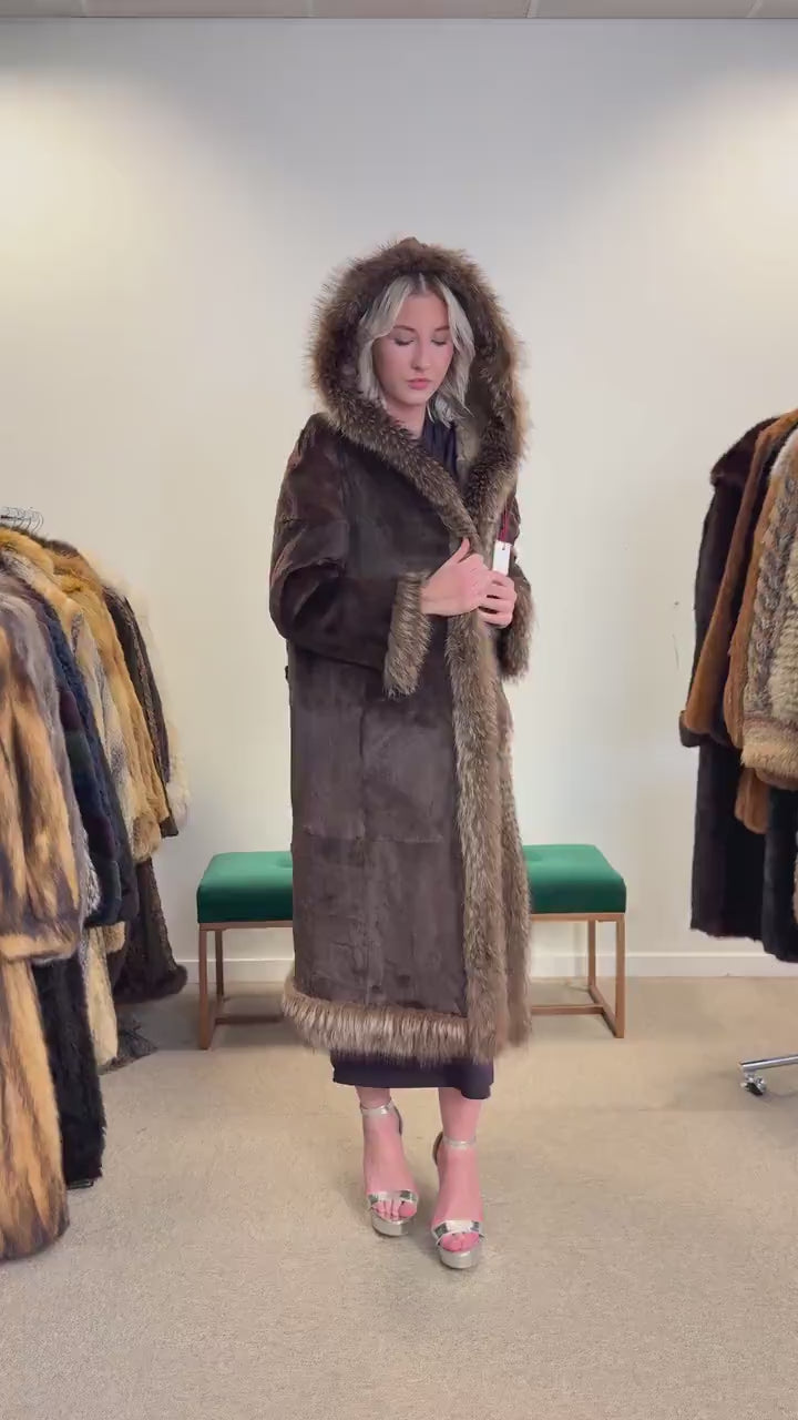 Sheared Beaver with Raccoon Coat, Small Size, Brown Fur Coat, Fur Coat Women, Beaver Fur, Raccoon Coat, Real Fur, Vintage Fur Coat, Raccoon