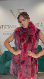 Red Dyed Fox Fur Vest, XL