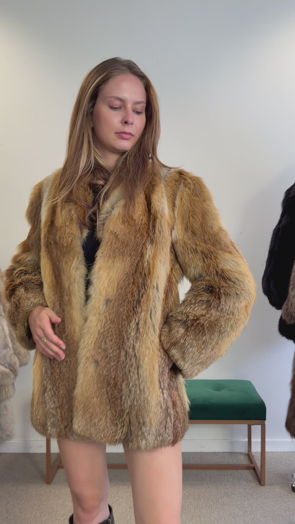 Red Fox Fur Jacket, Small, Fluffy