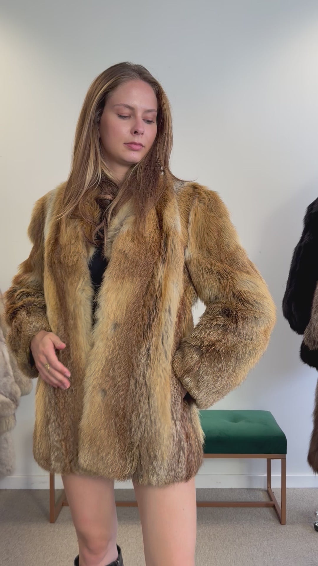 Red Fox Fur Jacket, Small, Fluffy